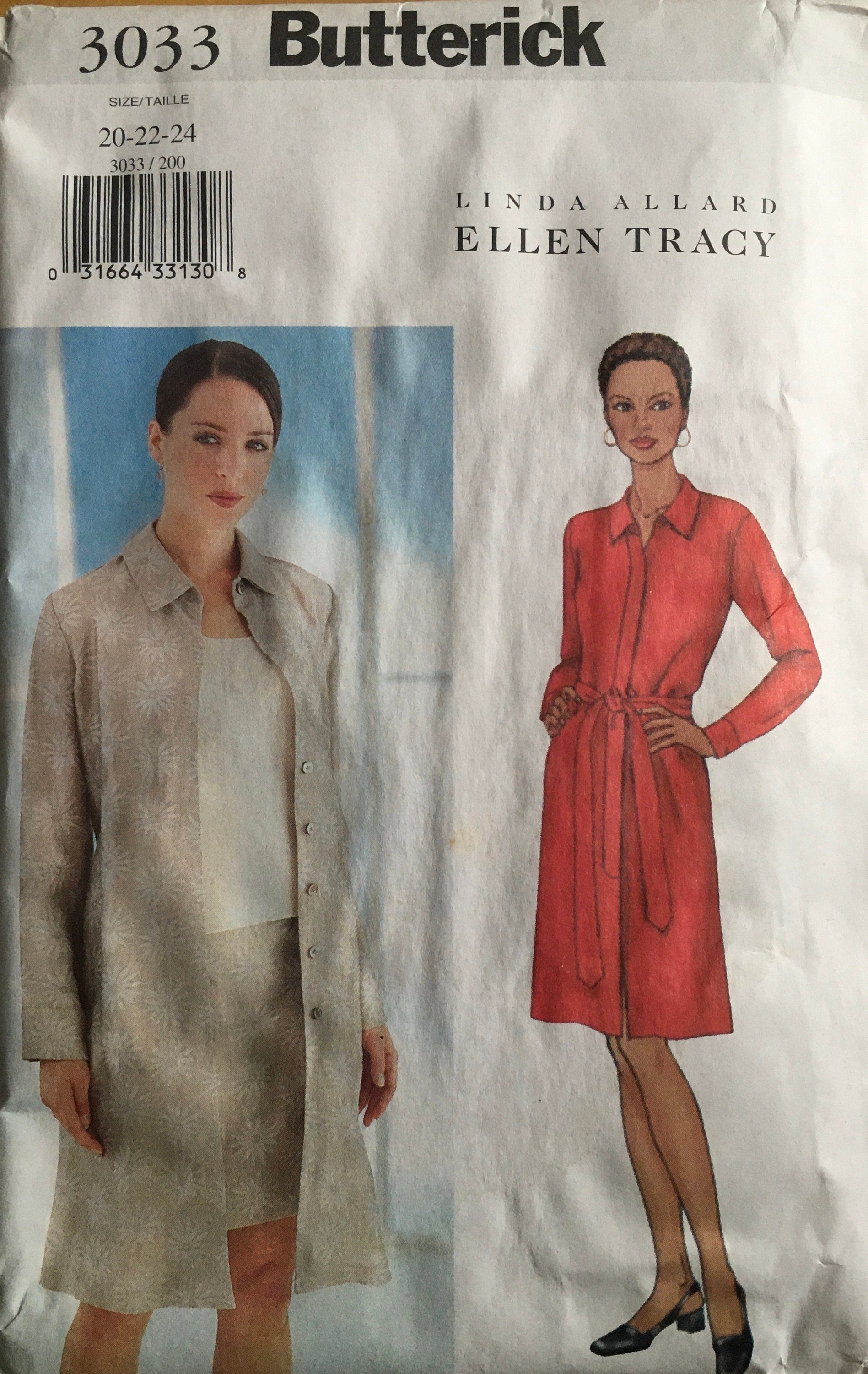 Butterick 3033 Sewing Pattern (Vintage) UNCUT