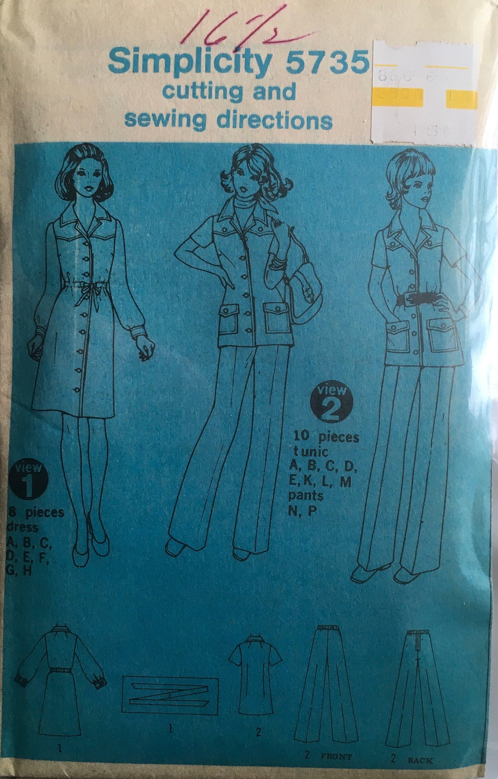 Simplicity 5735 Sewing Pattern (Vintage) UNCUT/CUT