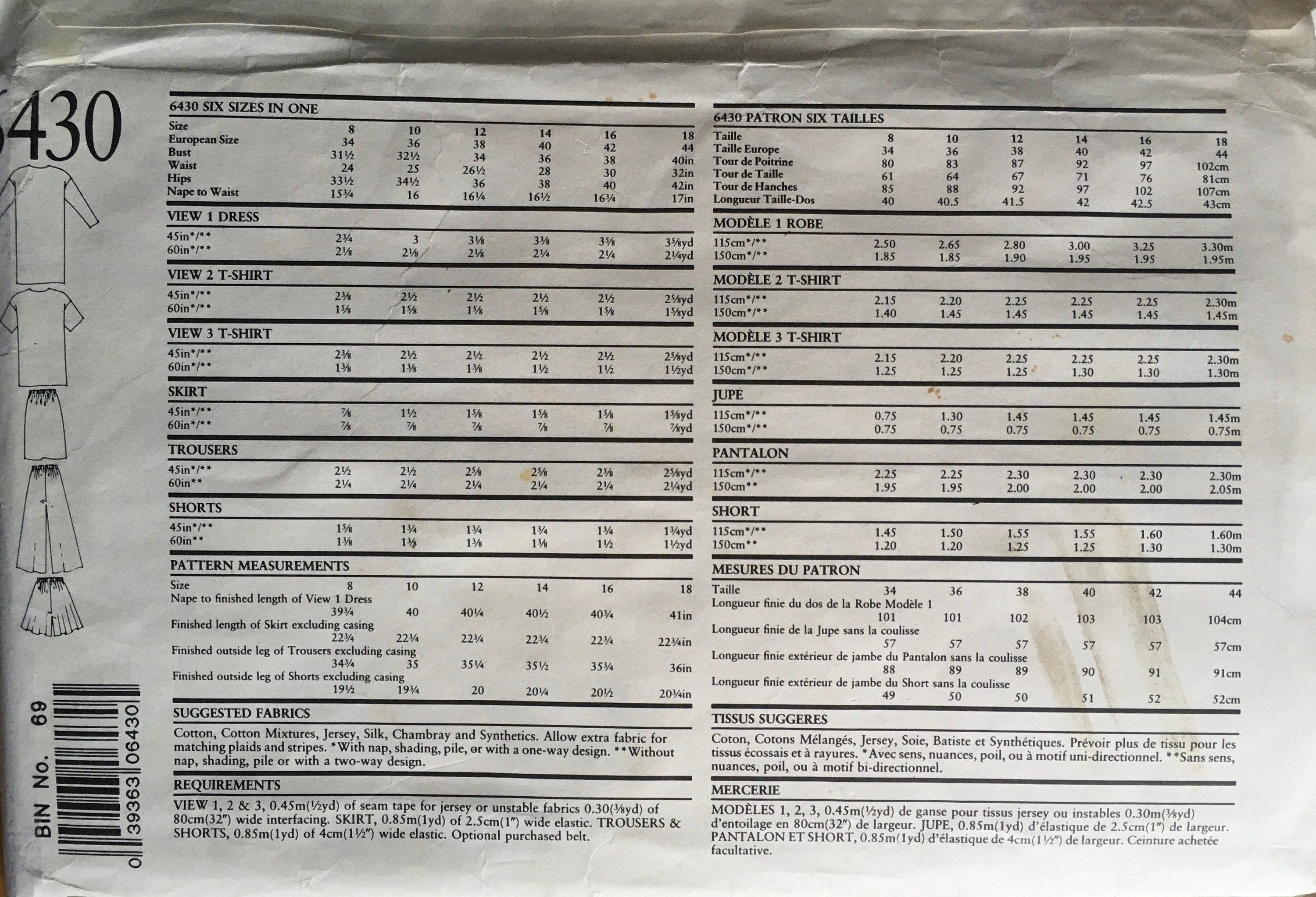 New Look 6430 Sewing Pattern (Vintage) CUT