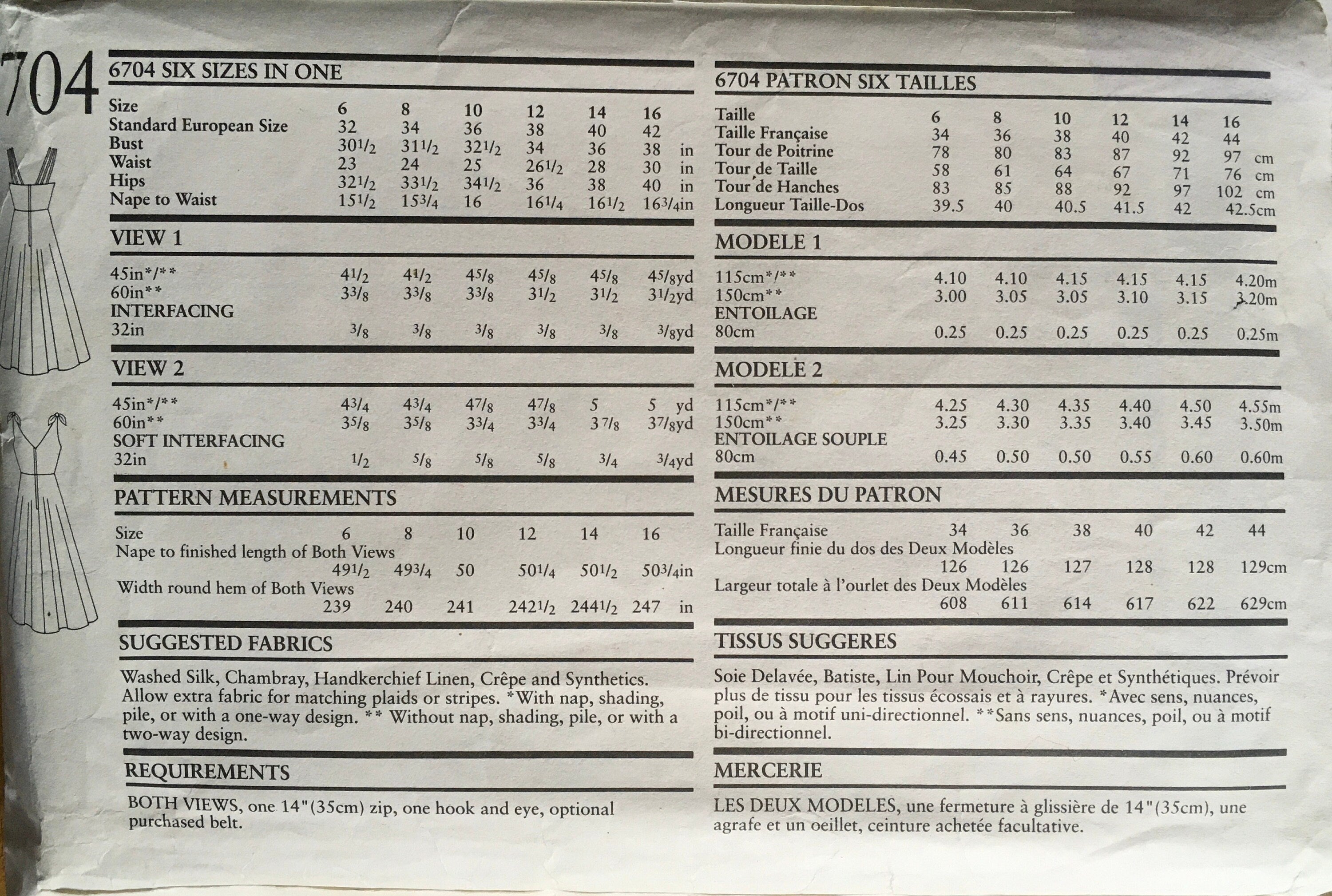 New Look 6704 Sewing Pattern (Vintage) CUT