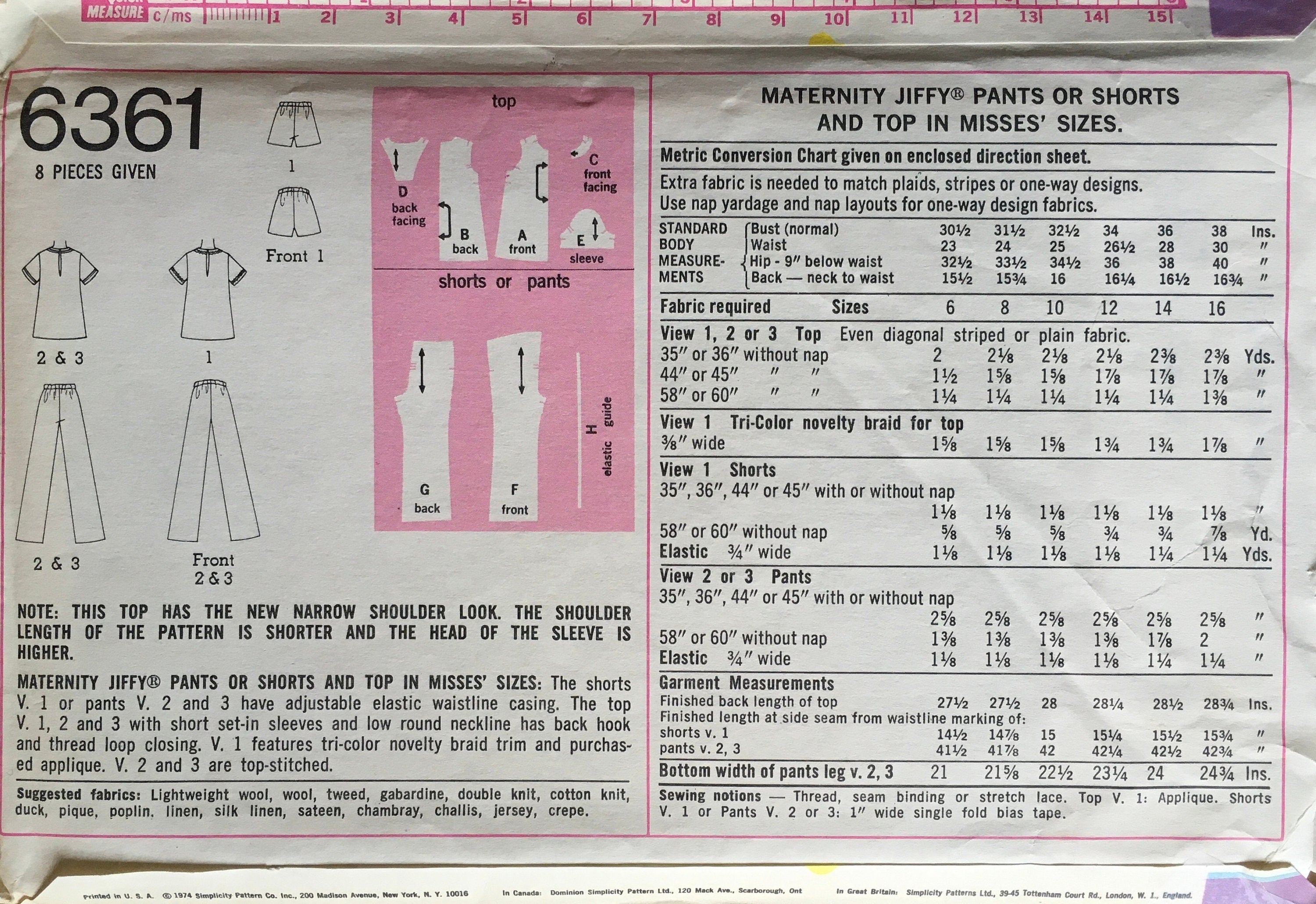 Simplicity 6361 Sewing Pattern (Vintage) UNCUT