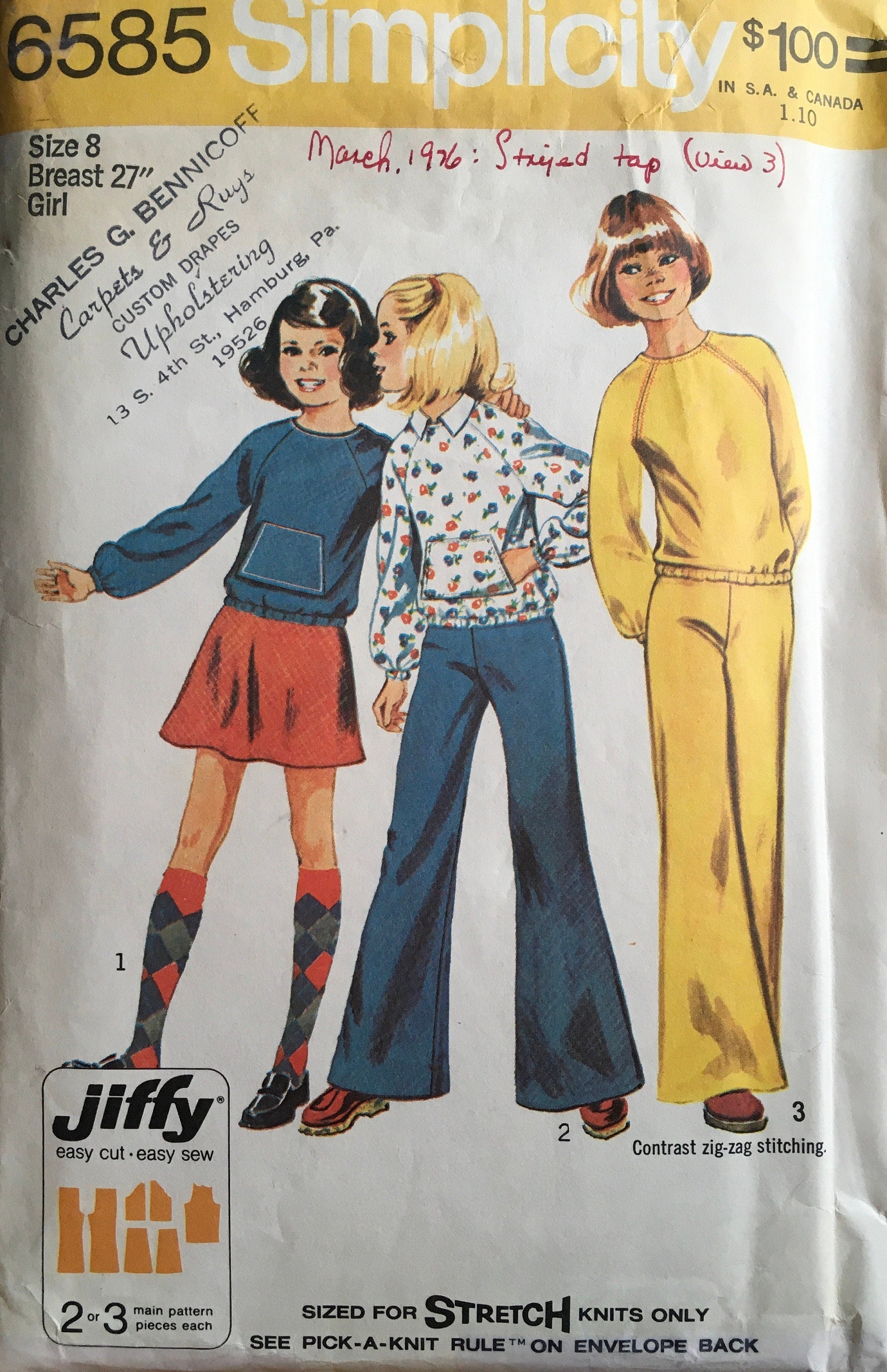 Simplicity 6585 Sewing Pattern (Vintage) CUT