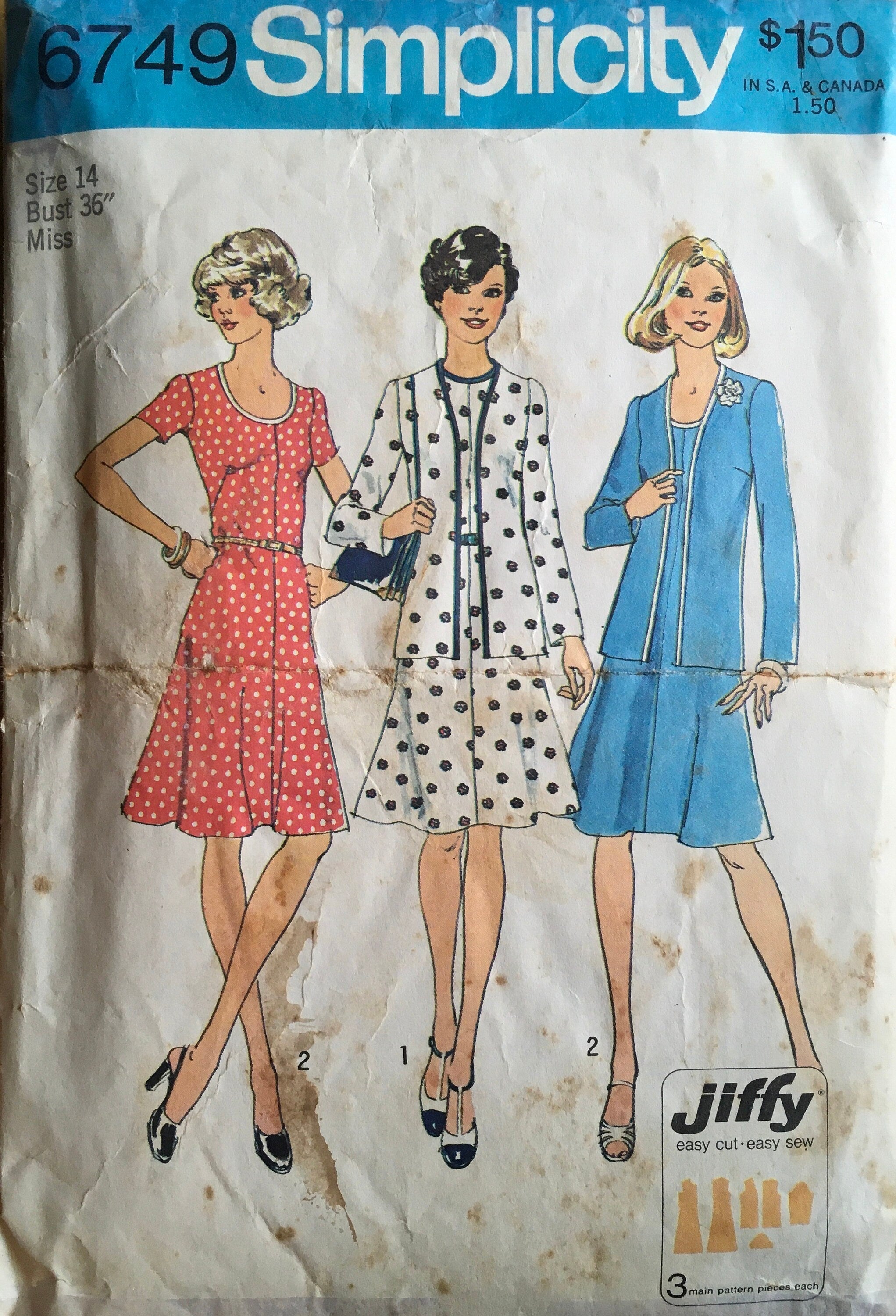 Simplicity 6749 Sewing Pattern (Vintage) CUT