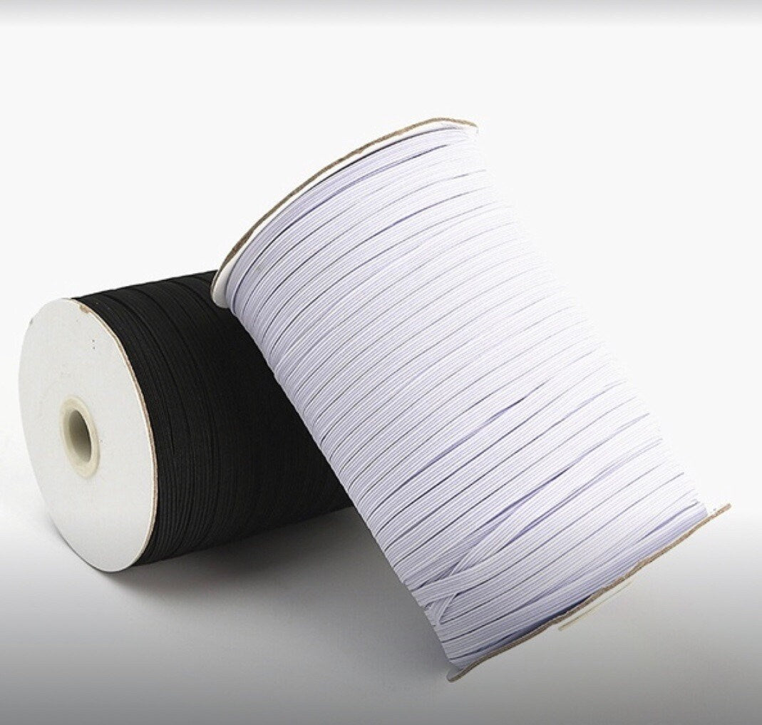 6mm (1/4") Elastic Stretch Band/Robe (White/Black)