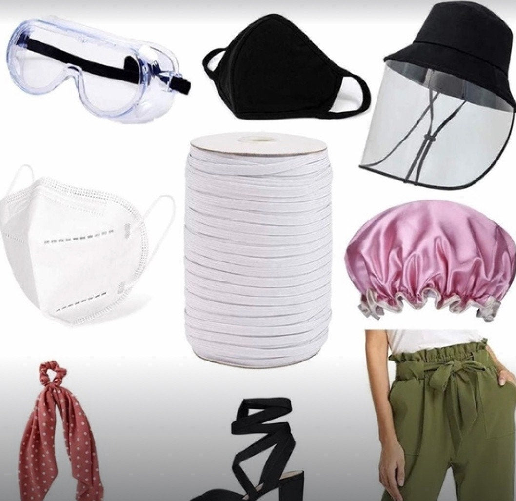 5mm (3/16") Elastic Stretch Band/Robe (White/Black)