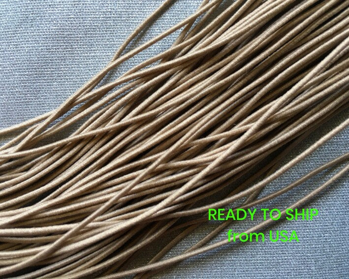 0.8-1mm Nylon Coated Round Elastic Stretch String/Cord (Khaki)