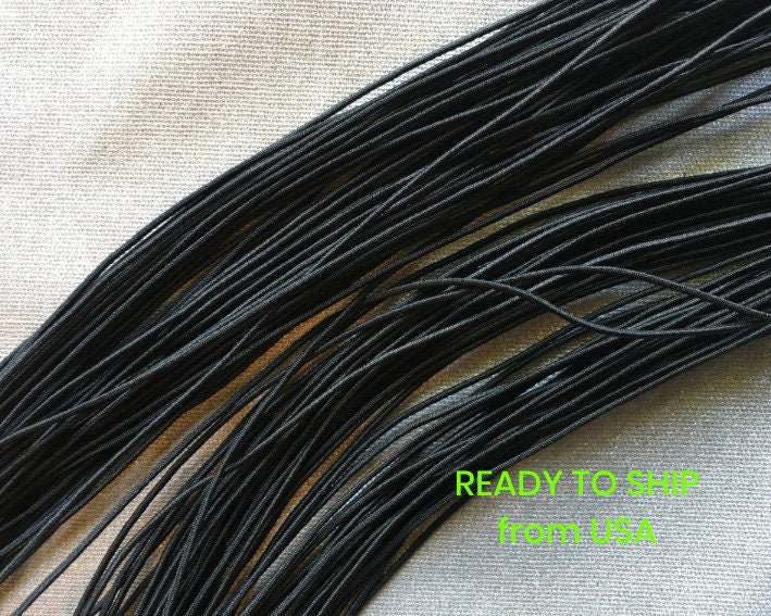 0.8-1mm Nylon Coated Round Elastic Stretch String/Cord (Black)