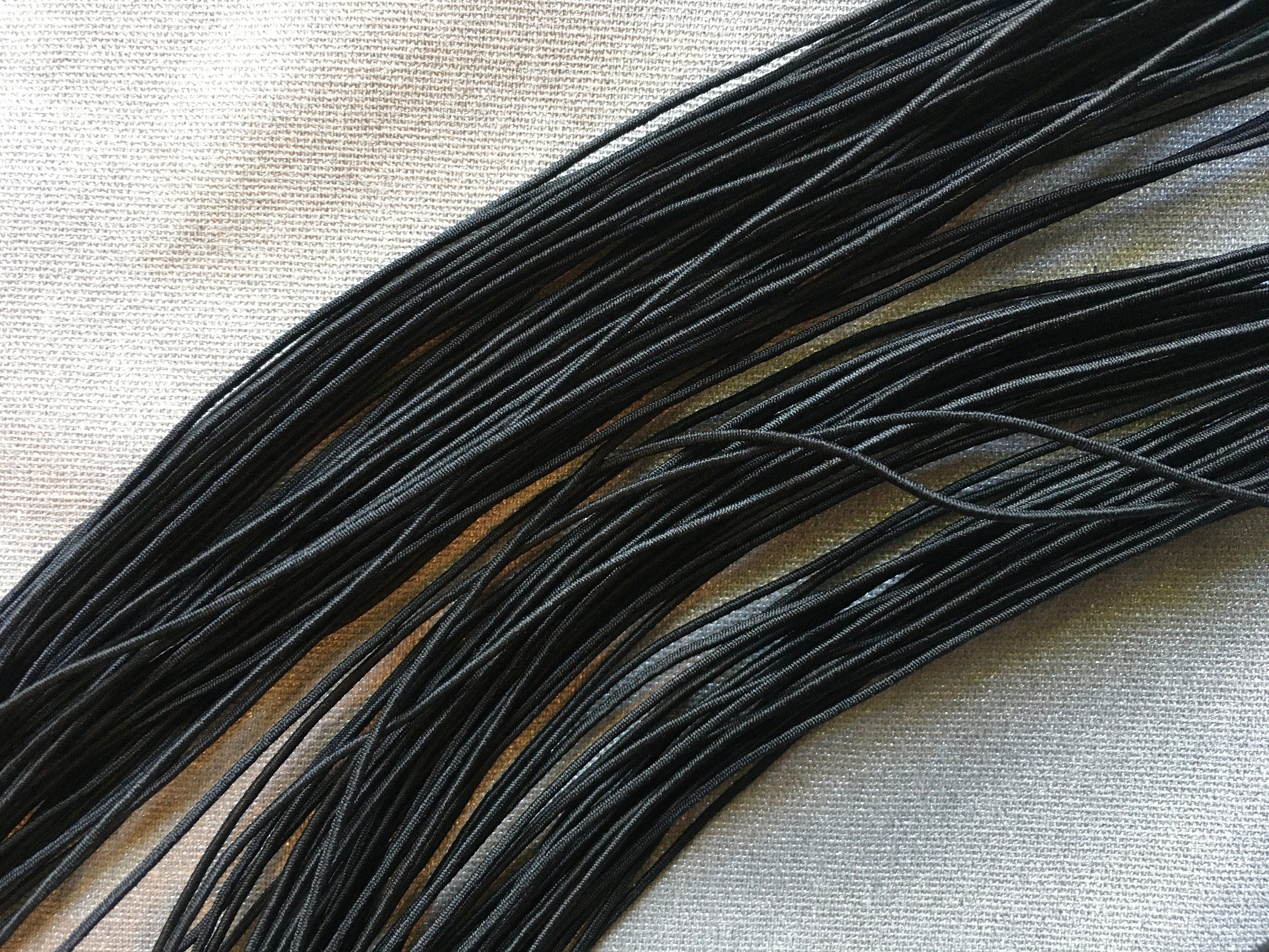 0.8-1mm Nylon Coated Round Elastic Stretch String/Cord (Black)