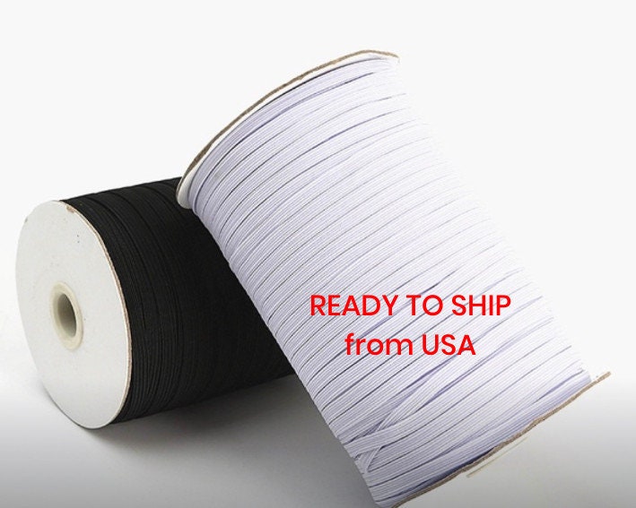 3mm (1/8") Elastic Stretch Band/Robe (White/Black)