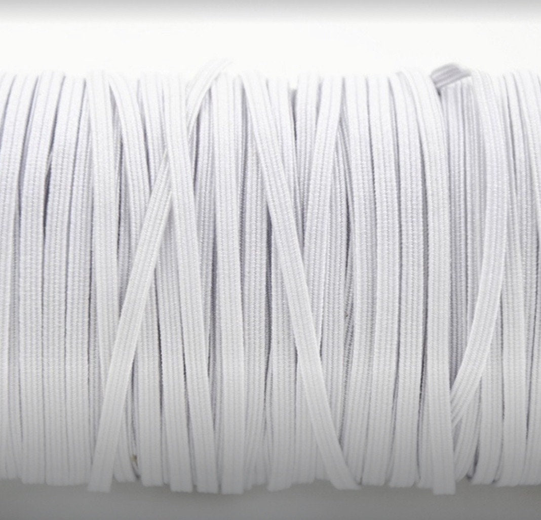 3mm (1/8") Elastic Stretch Band/Robe (White/Black)