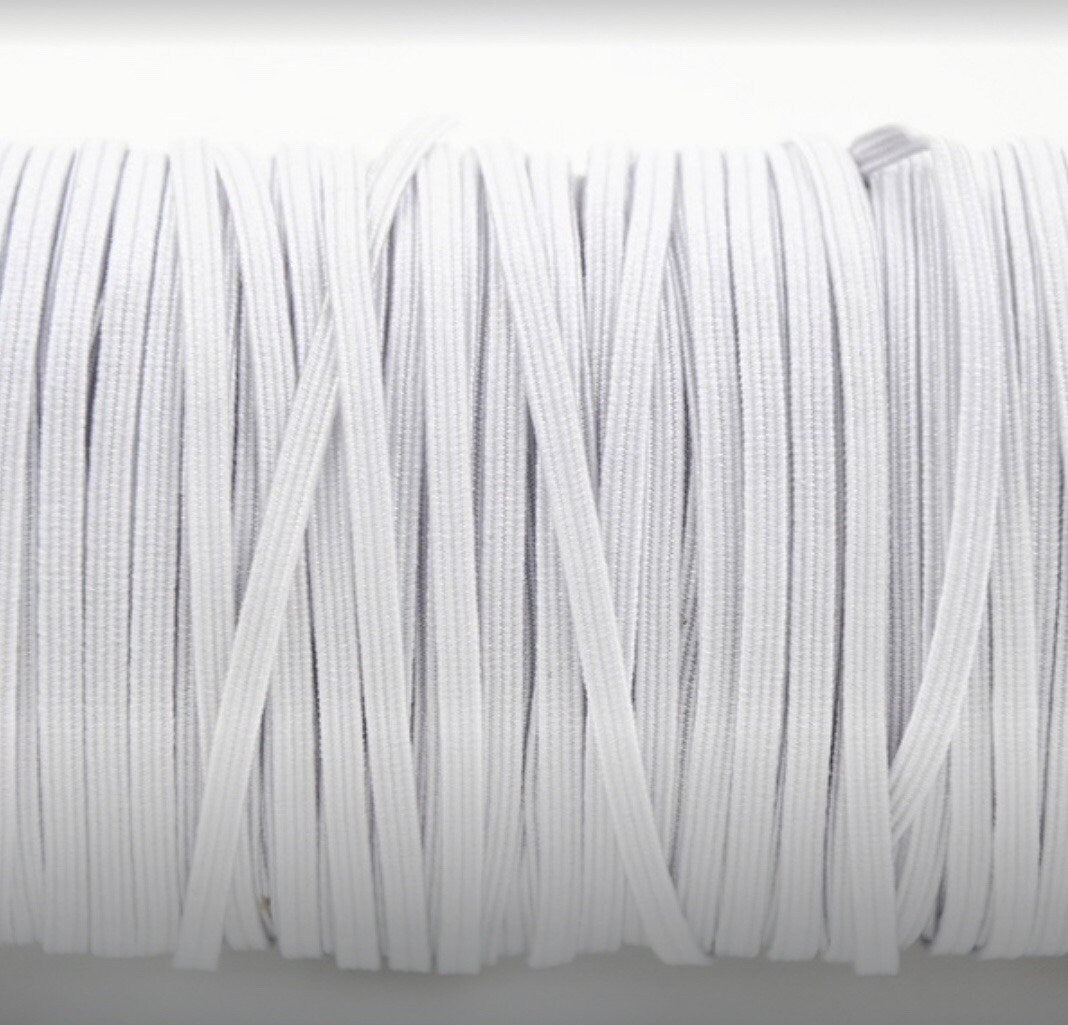 6mm (1/4") Elastic Stretch Band/Robe (White/Black)