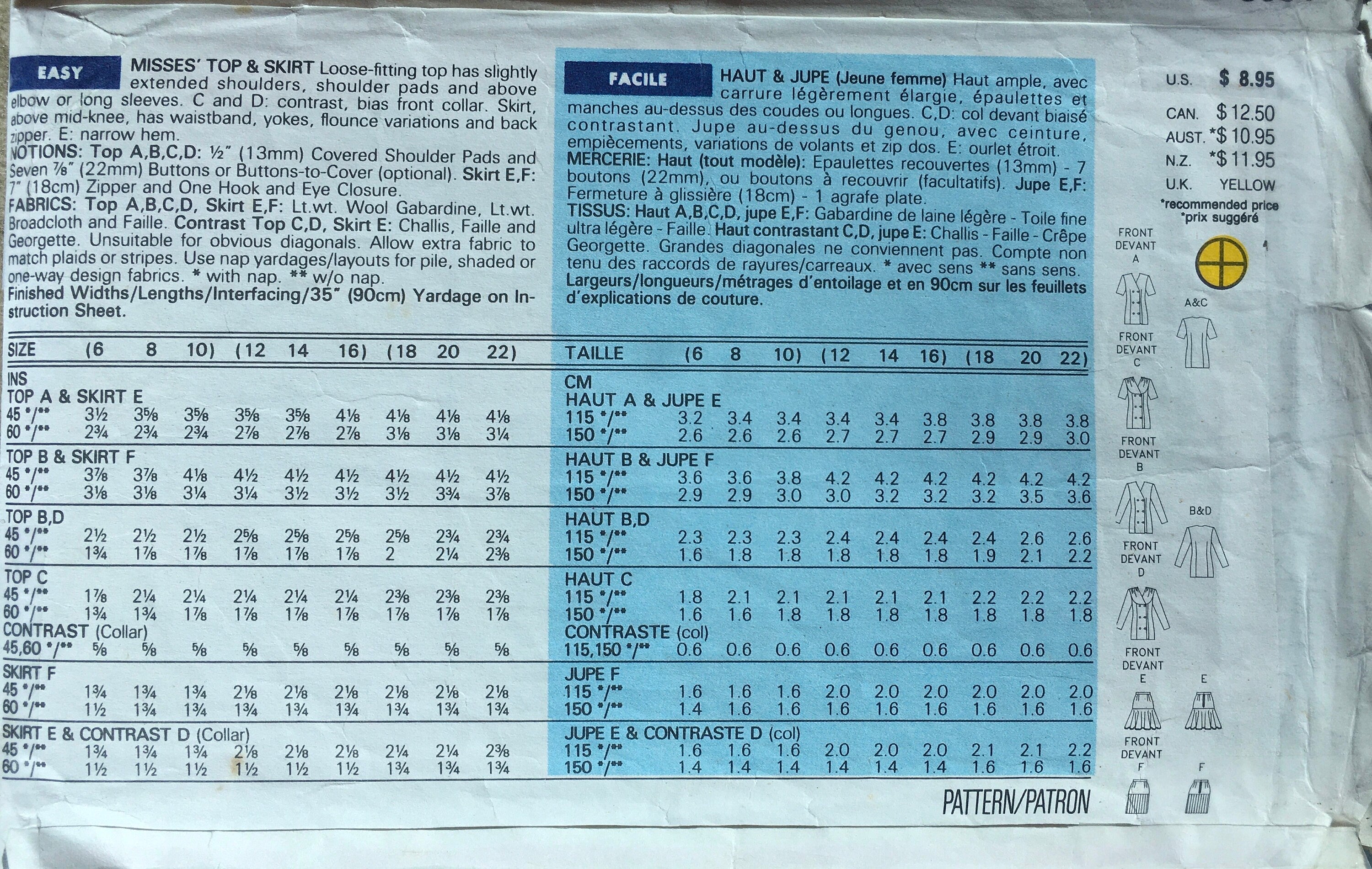 Butterick 5984 Sewing Pattern (Vintage) CUT