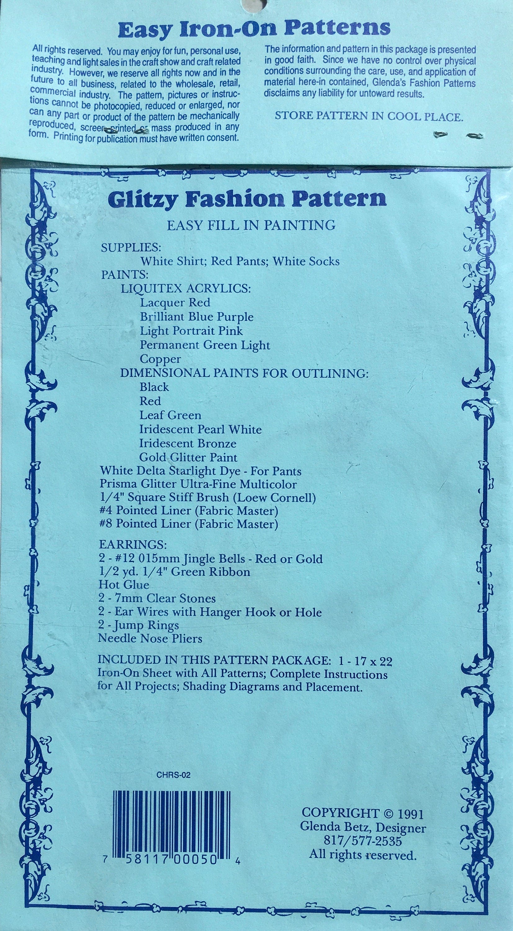 Glendas Iron-On Patterns (Vintage) UNCUT