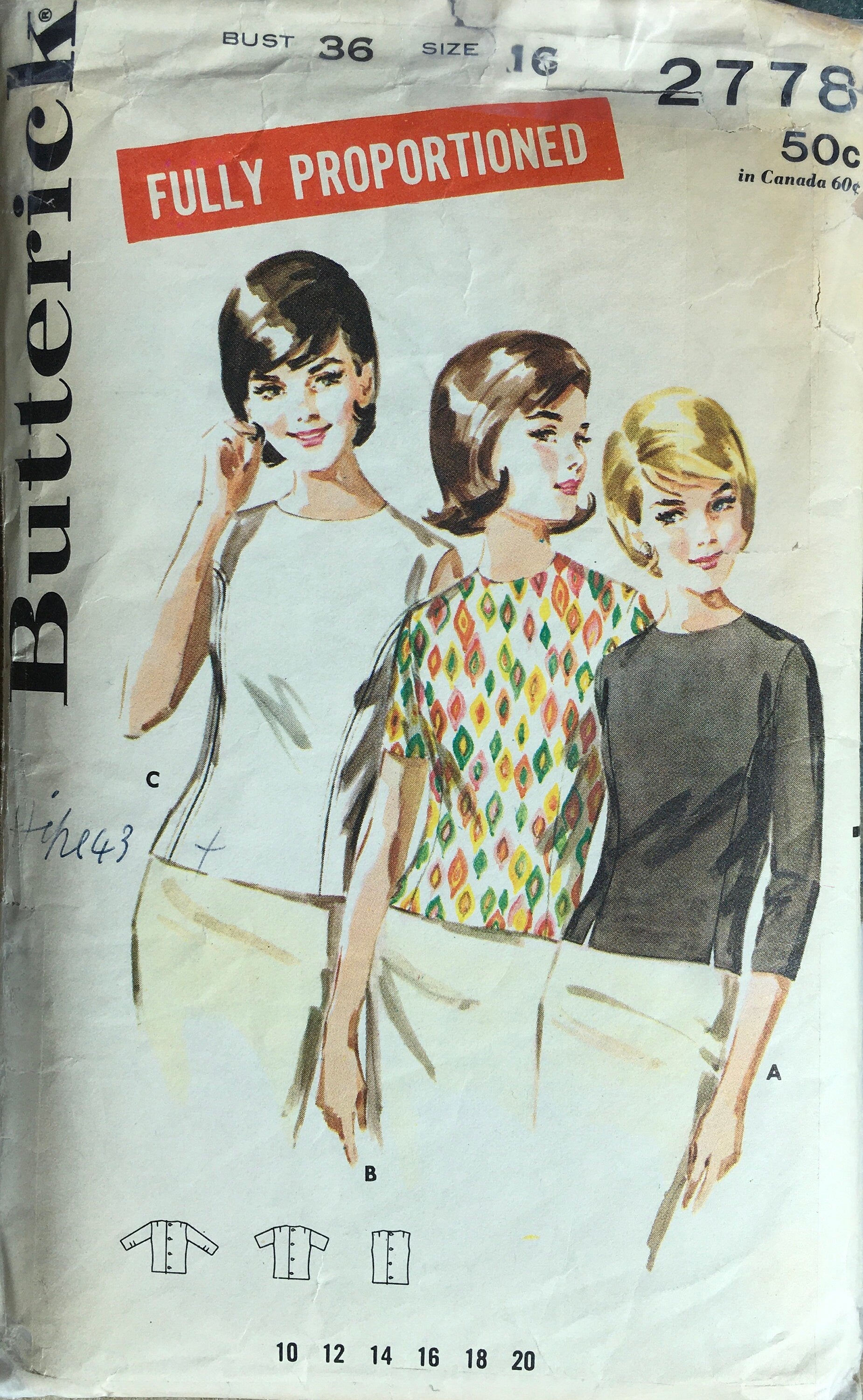 Butterick 2778 Sewing Pattern (Vintage) CUT