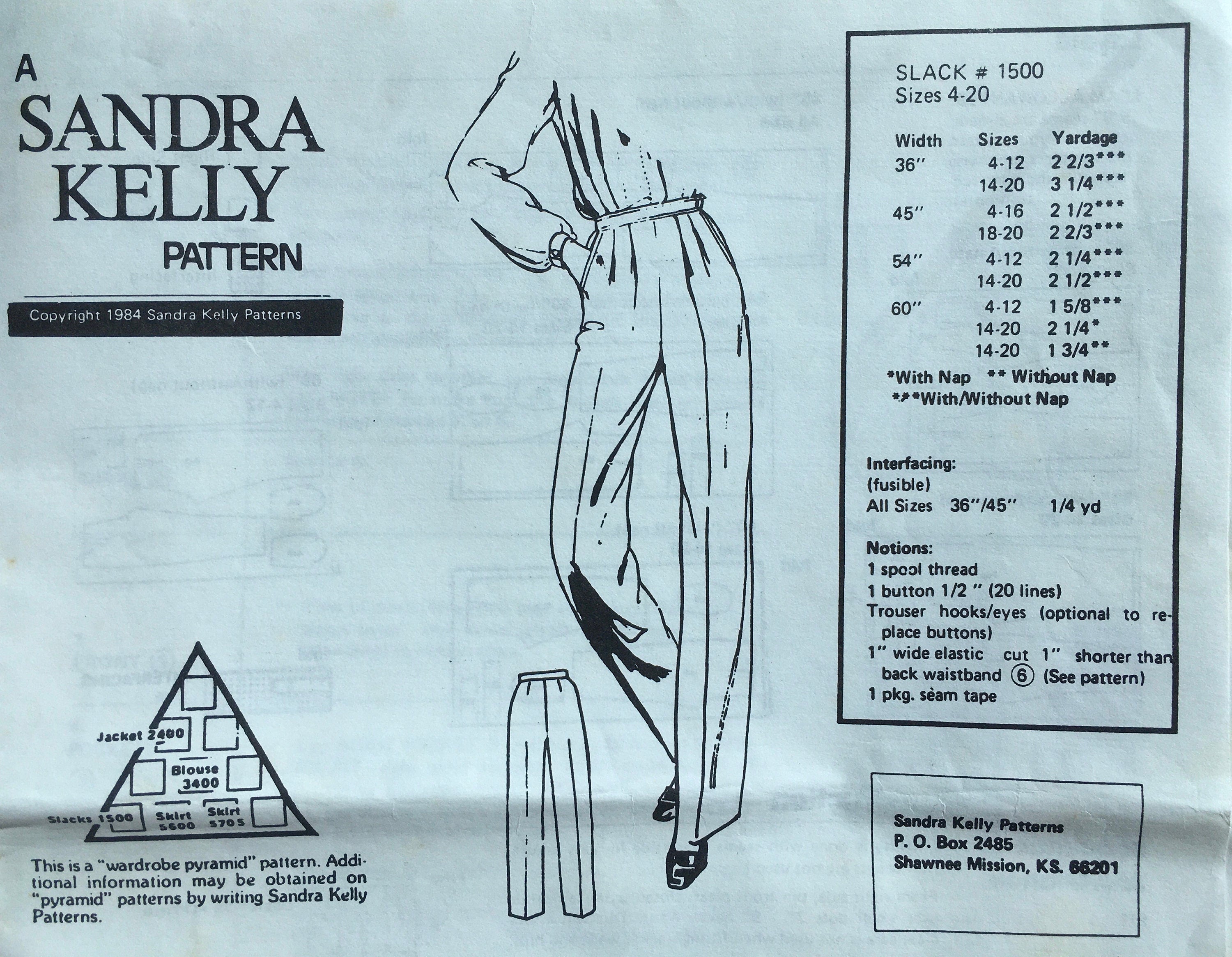 A Sandra Kelly 1500 Sewing Pattern (Vintage) CUT
