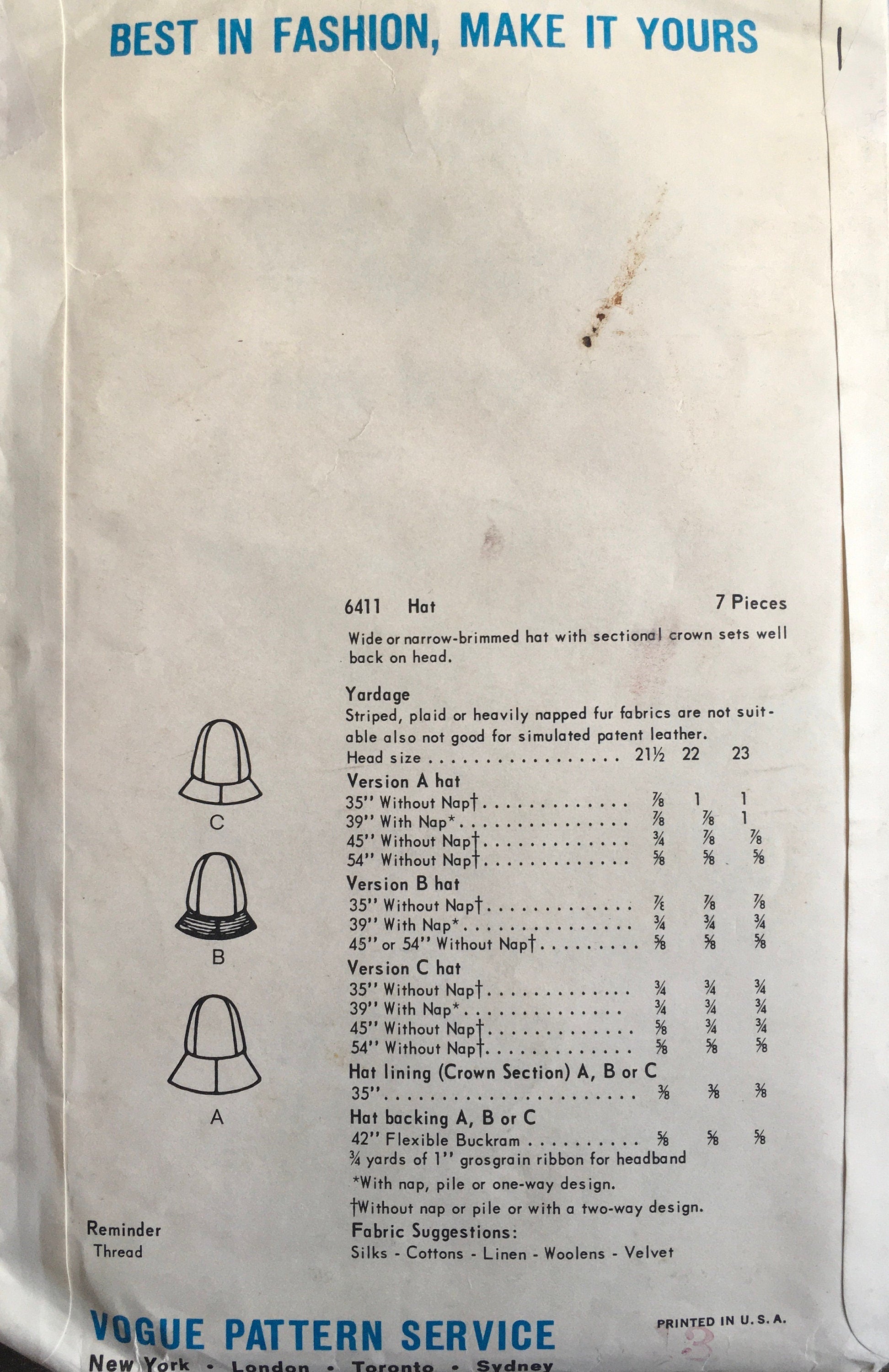 Vogue 6411 Sewing Pattern (Vintage) CUT