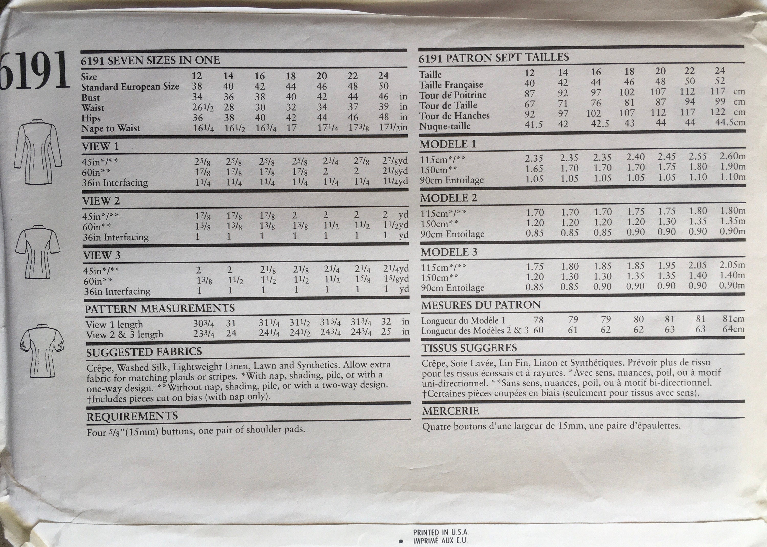 New Look 6191 Sewing Pattern (Vintage) UNCUT