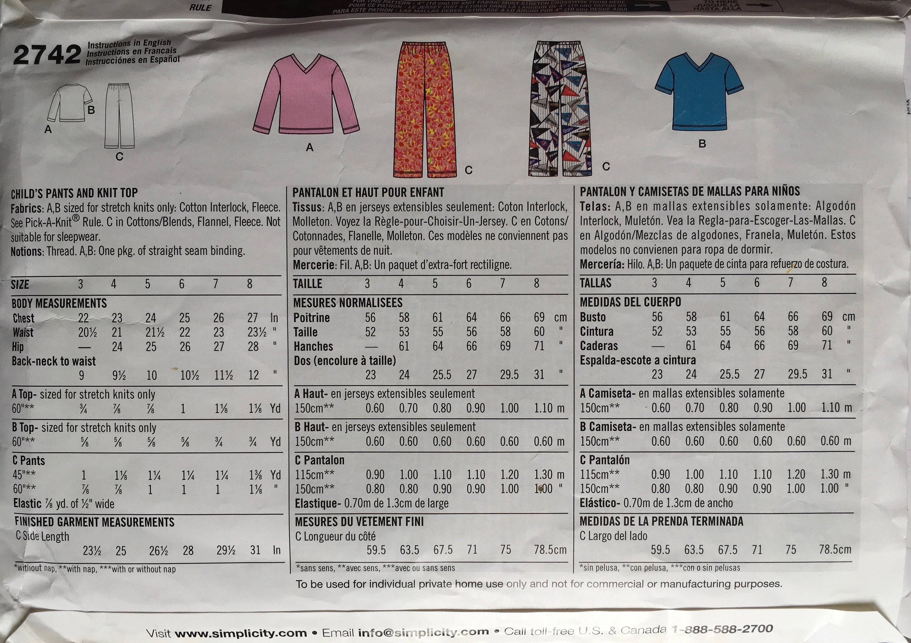 Simplicity 2742 Sewing Pattern CUT