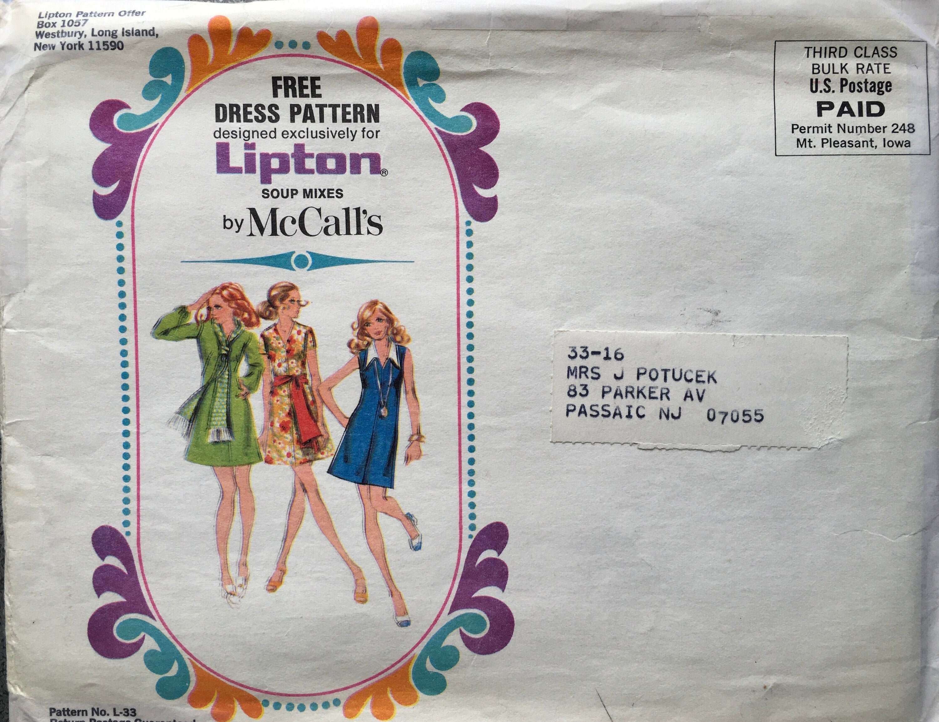 Lipton L-33 Sewing Pattern (Vintage) UNCUT