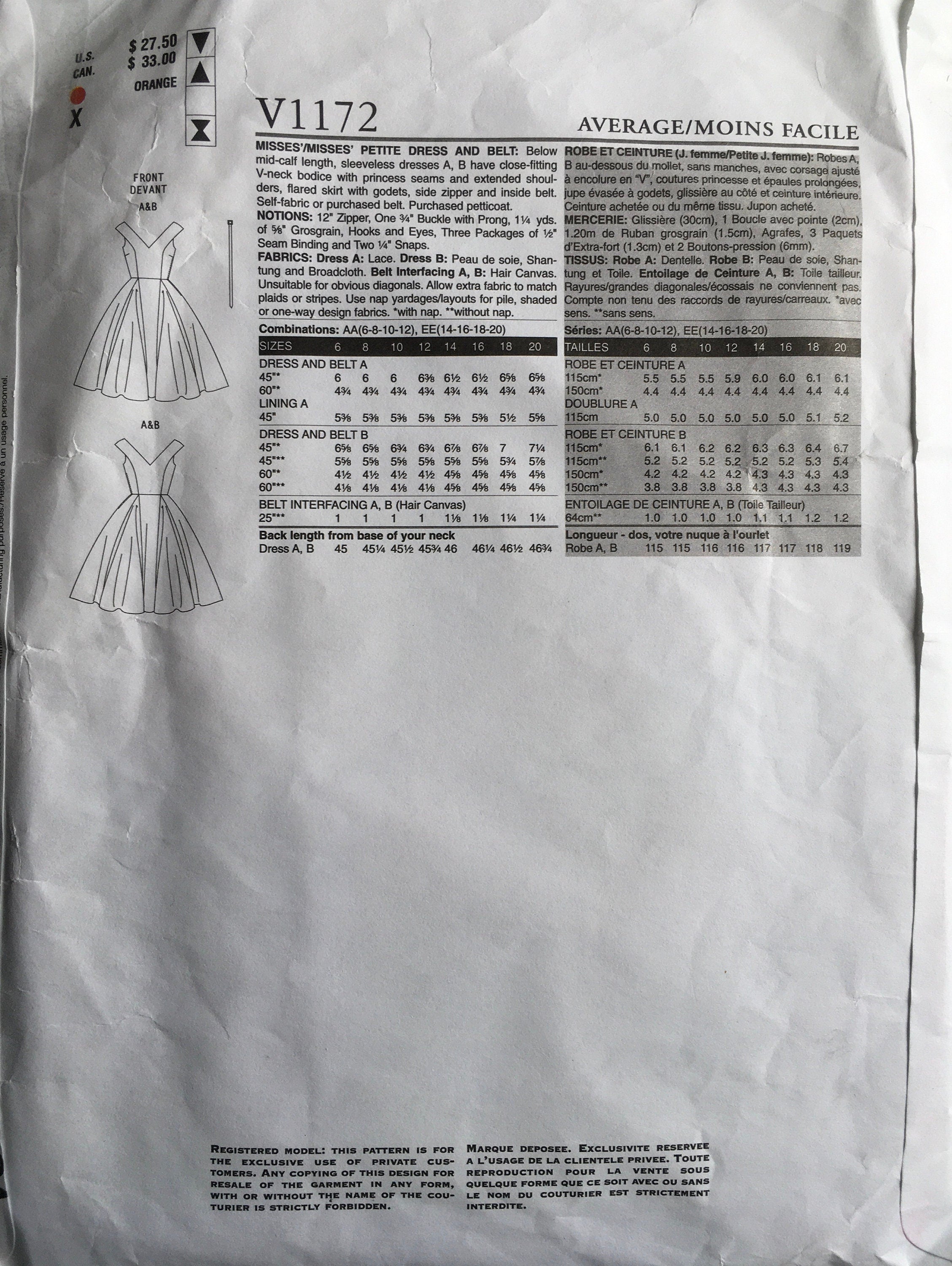 Vogue 1172 Sewing Pattern (Vintage) CUT
