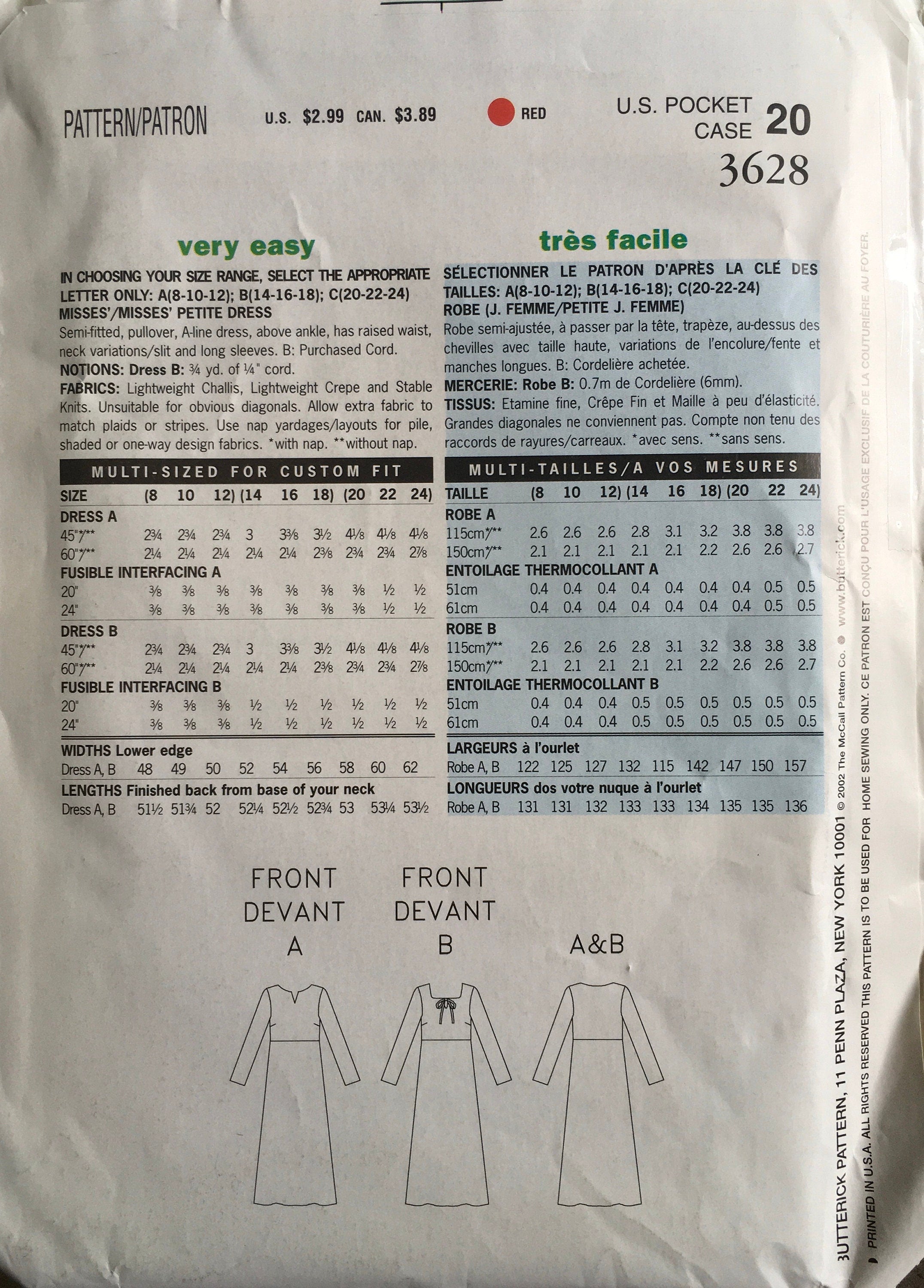 See & Sew 3628 Sewing Pattern (Vintage) UNCUT