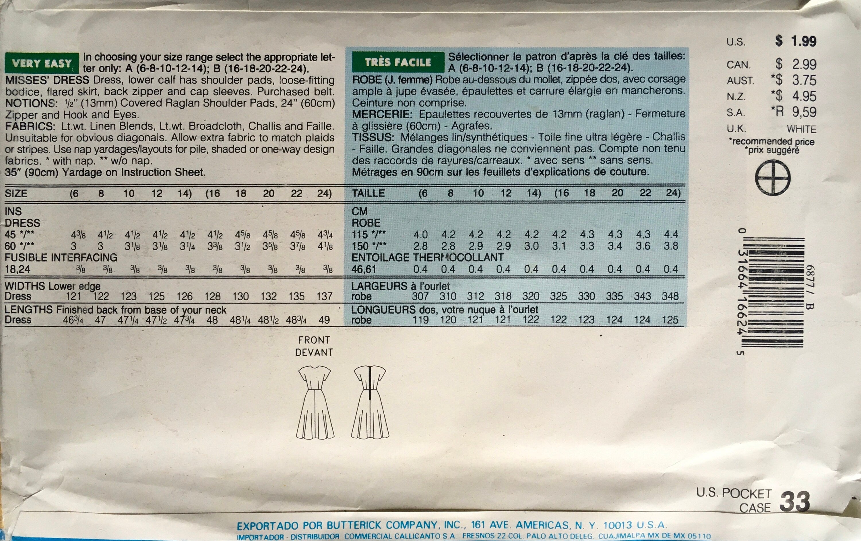 See & Sew 6877 Sewing Pattern (Vintage) UNCUT