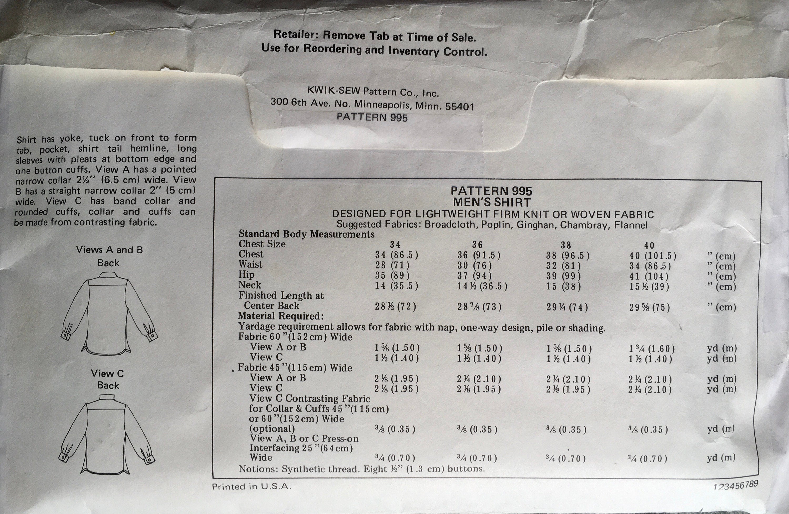 Kwik Sew 995 Sewing Pattern (Vintage) CUT