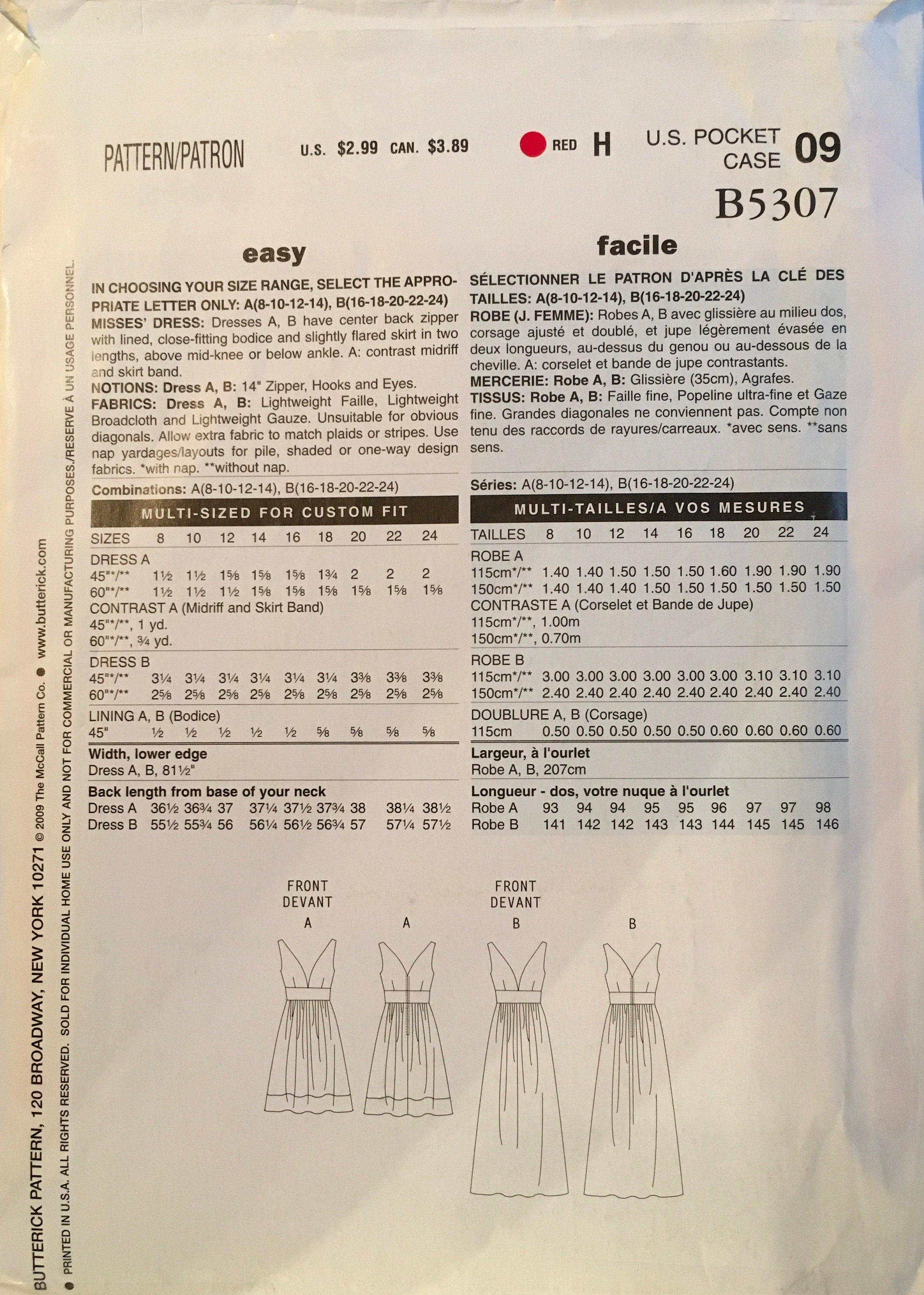 See & Sew 5307 Sewing Pattern (Vintage) CUT