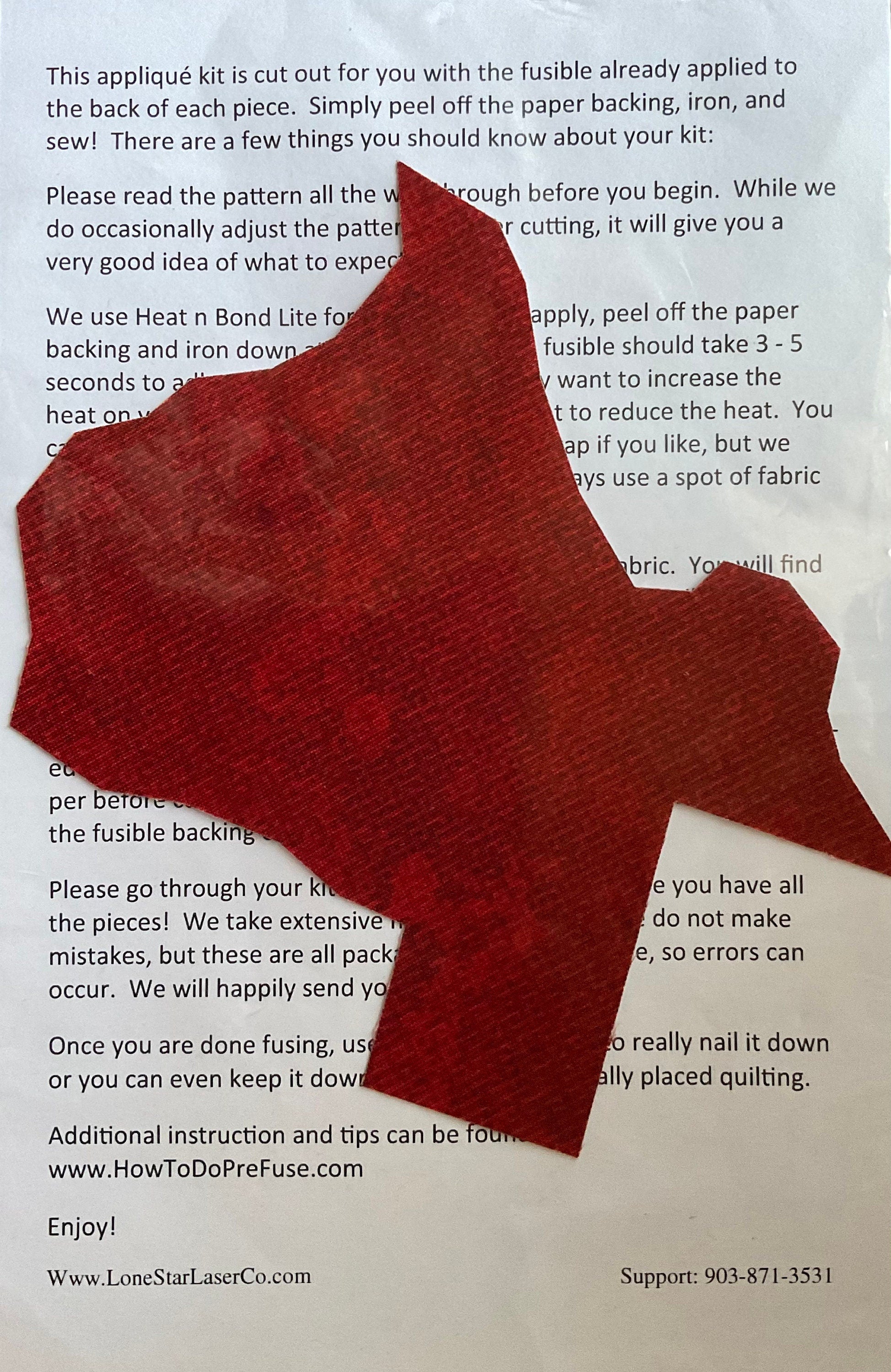 Lone Star Laser Appliqué “Texas Silhouette” (Vintage) UNCUT