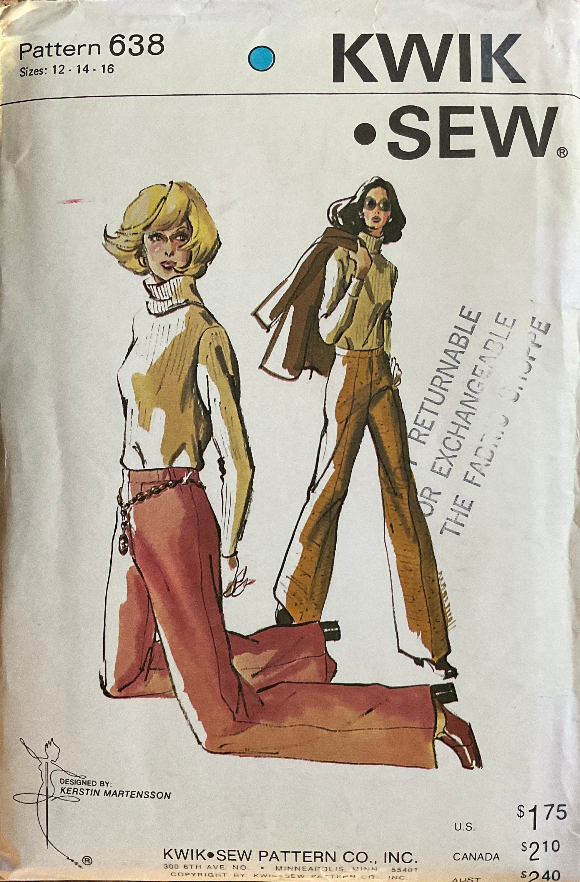Kwik Sew 638 Sewing Pattern (Vintage) CUT