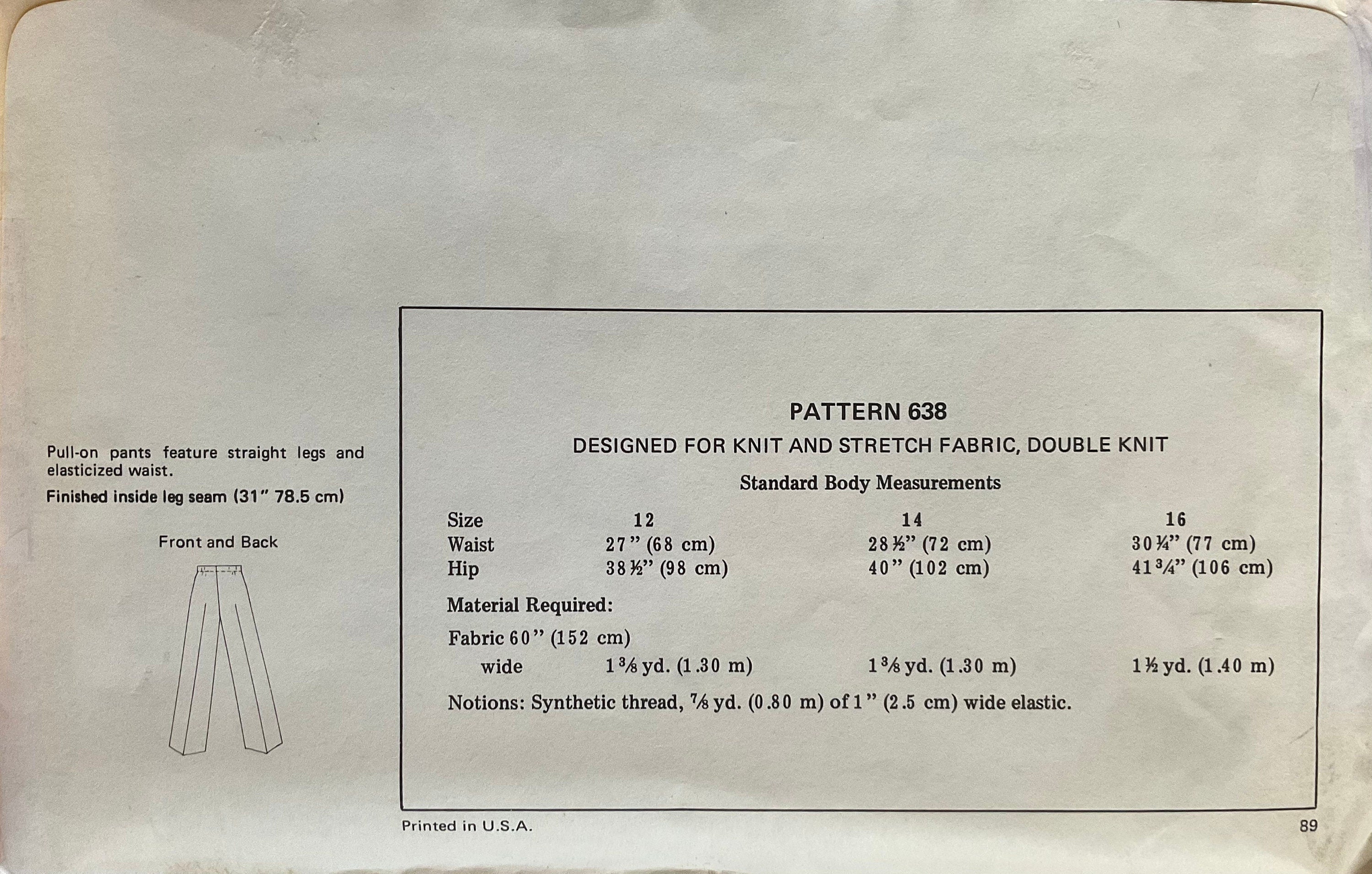 Kwik Sew 638 Sewing Pattern (Vintage) CUT