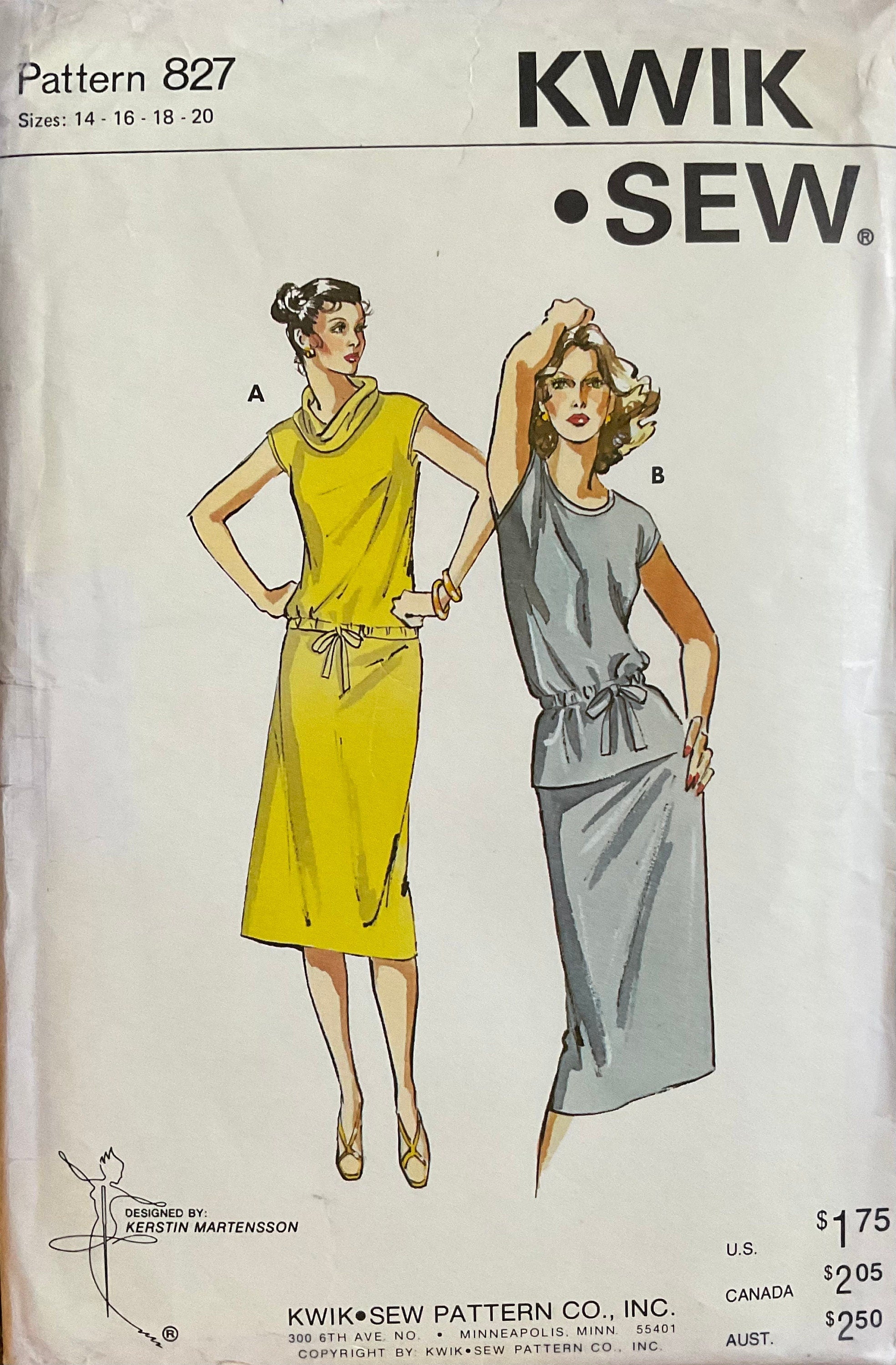 Kwik Sew 827 Sewing Pattern (Vintage) UNCUT