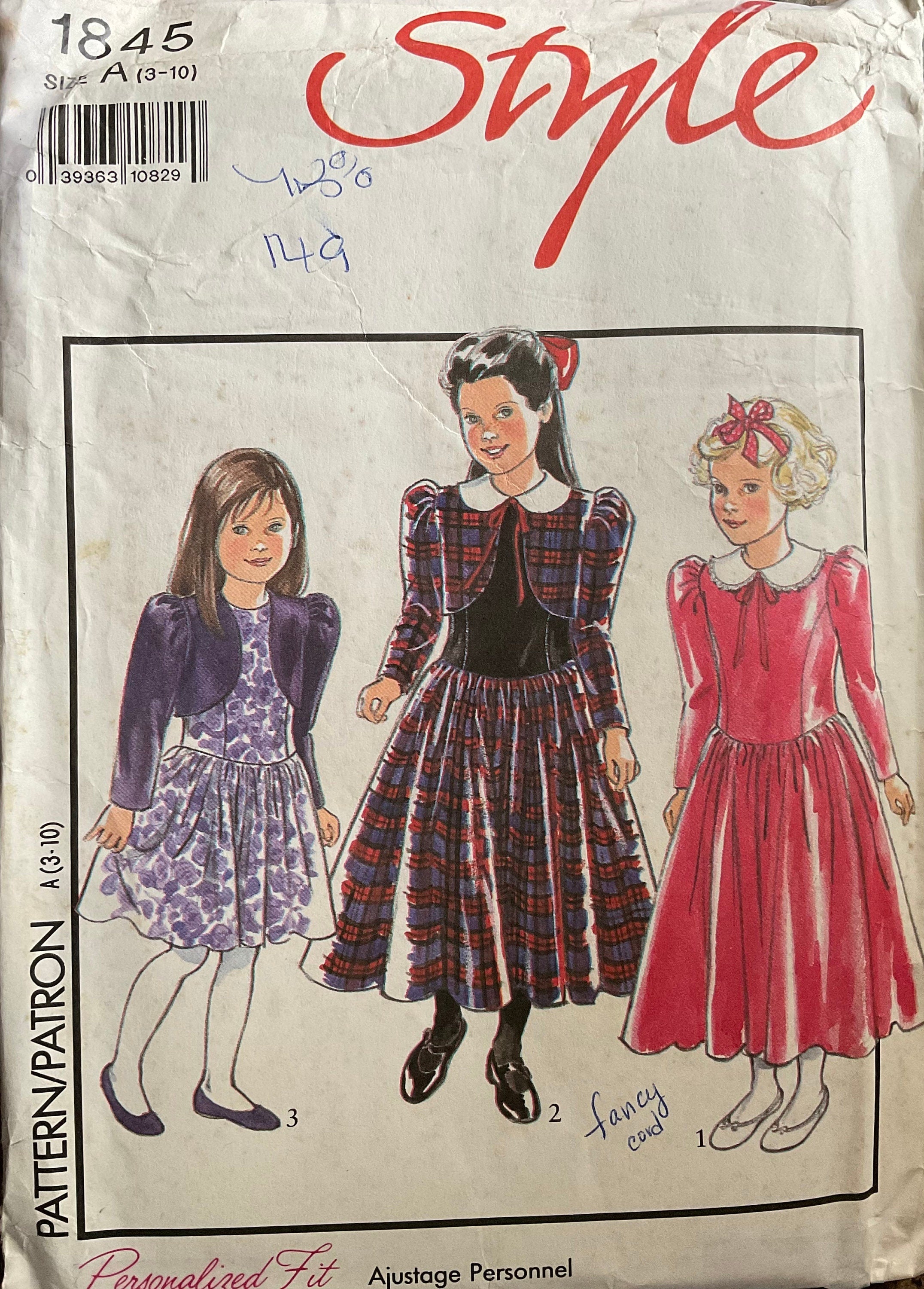 Style 1845 Sewing Pattern (Vintage) UNCUT