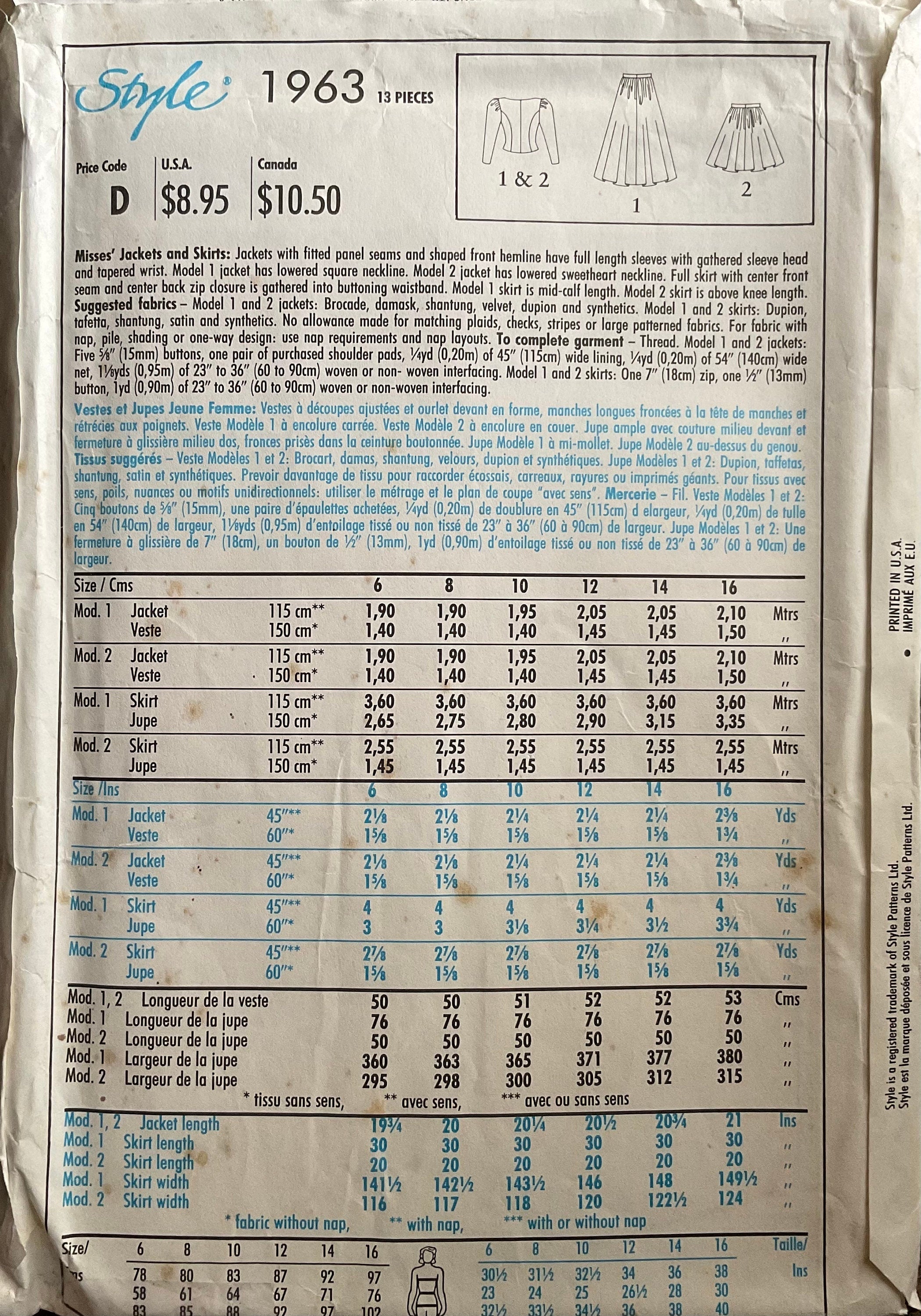 Style 1963 Sewing Pattern (Vintage) UNCUT