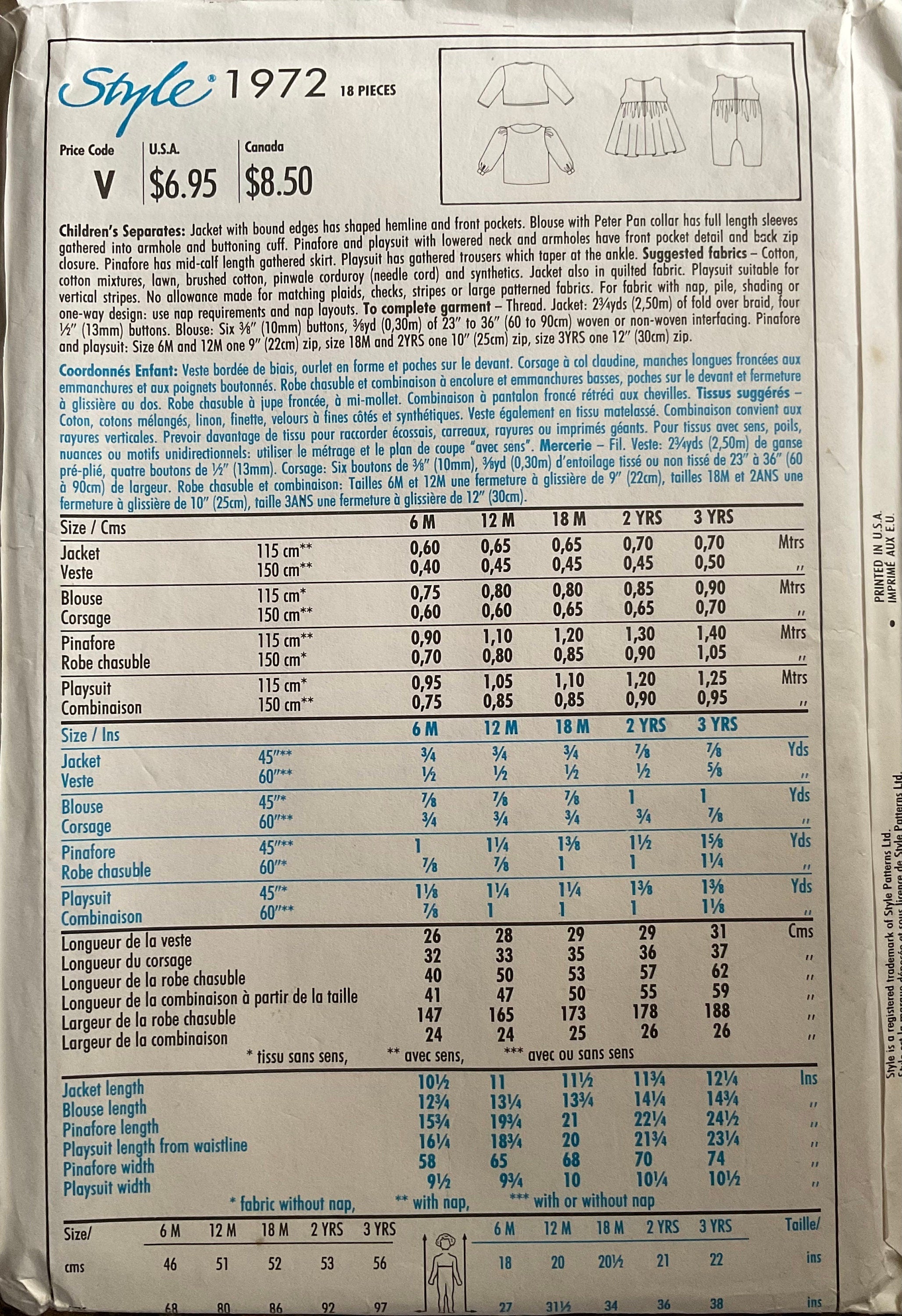 Style 1972 Sewing Pattern (Vintage) UNCUT