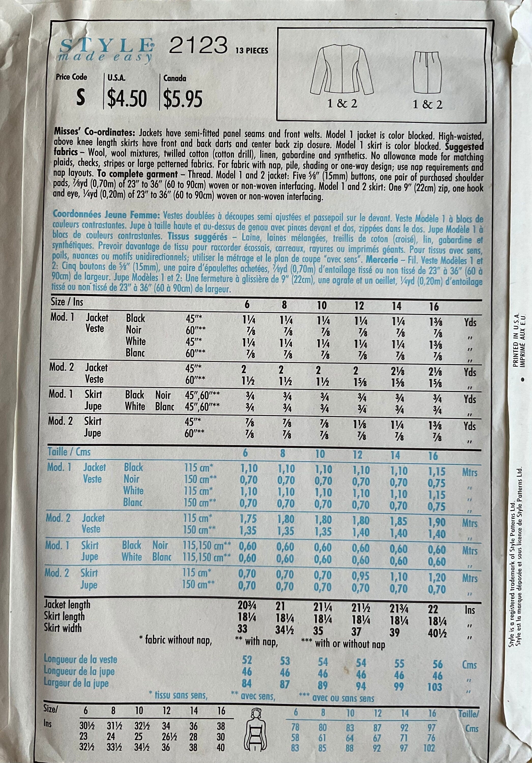 Style 2123 Sewing Pattern (Vintage) UNCUT