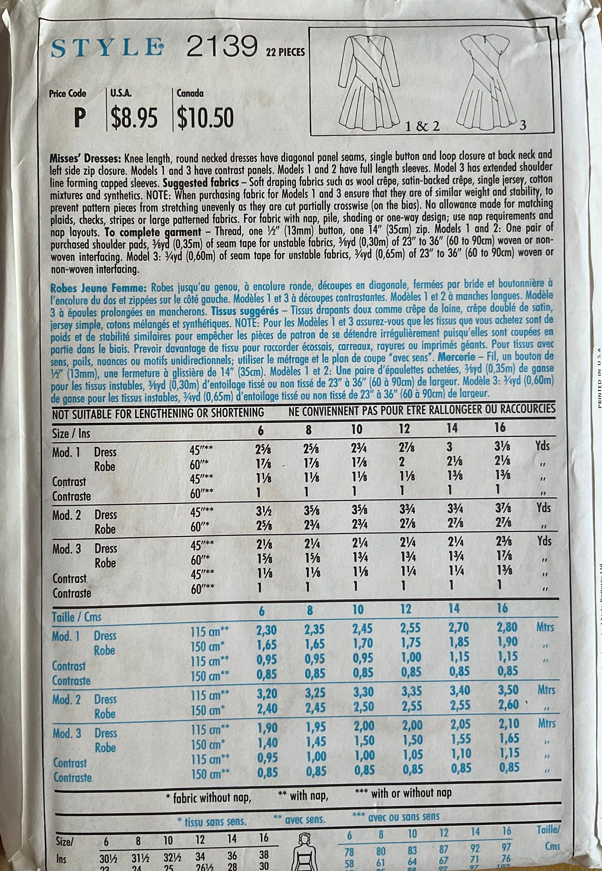 Style 2139 Sewing Pattern (Vintage) UNCUT