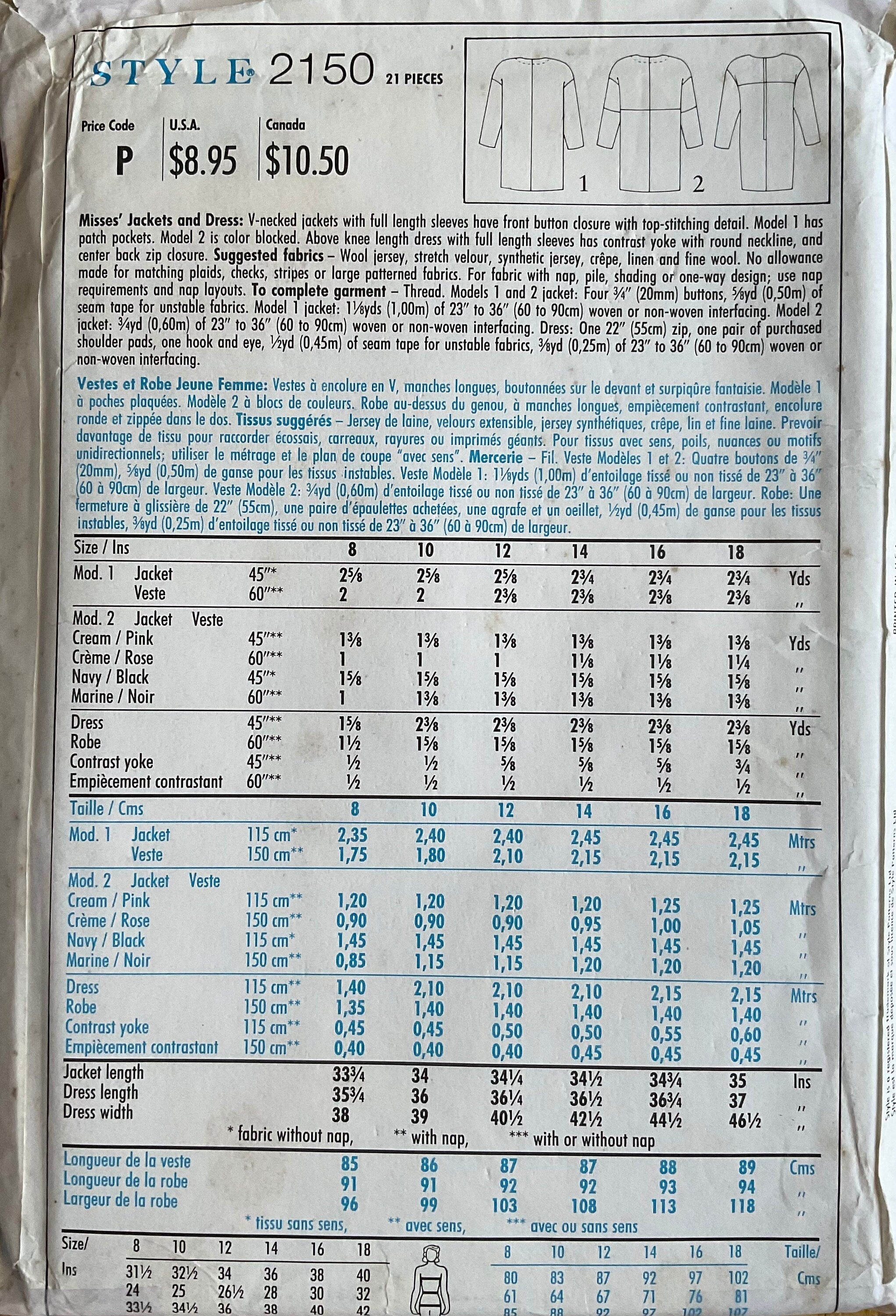Style 2150 Sewing Pattern (Vintage) UNCUT