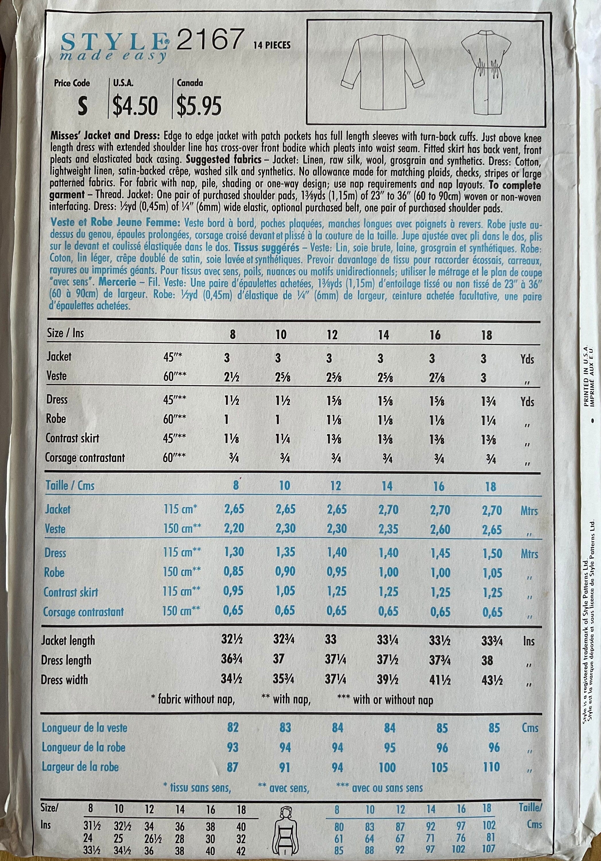 Style 2167 Sewing Pattern (Vintage) UNCUT