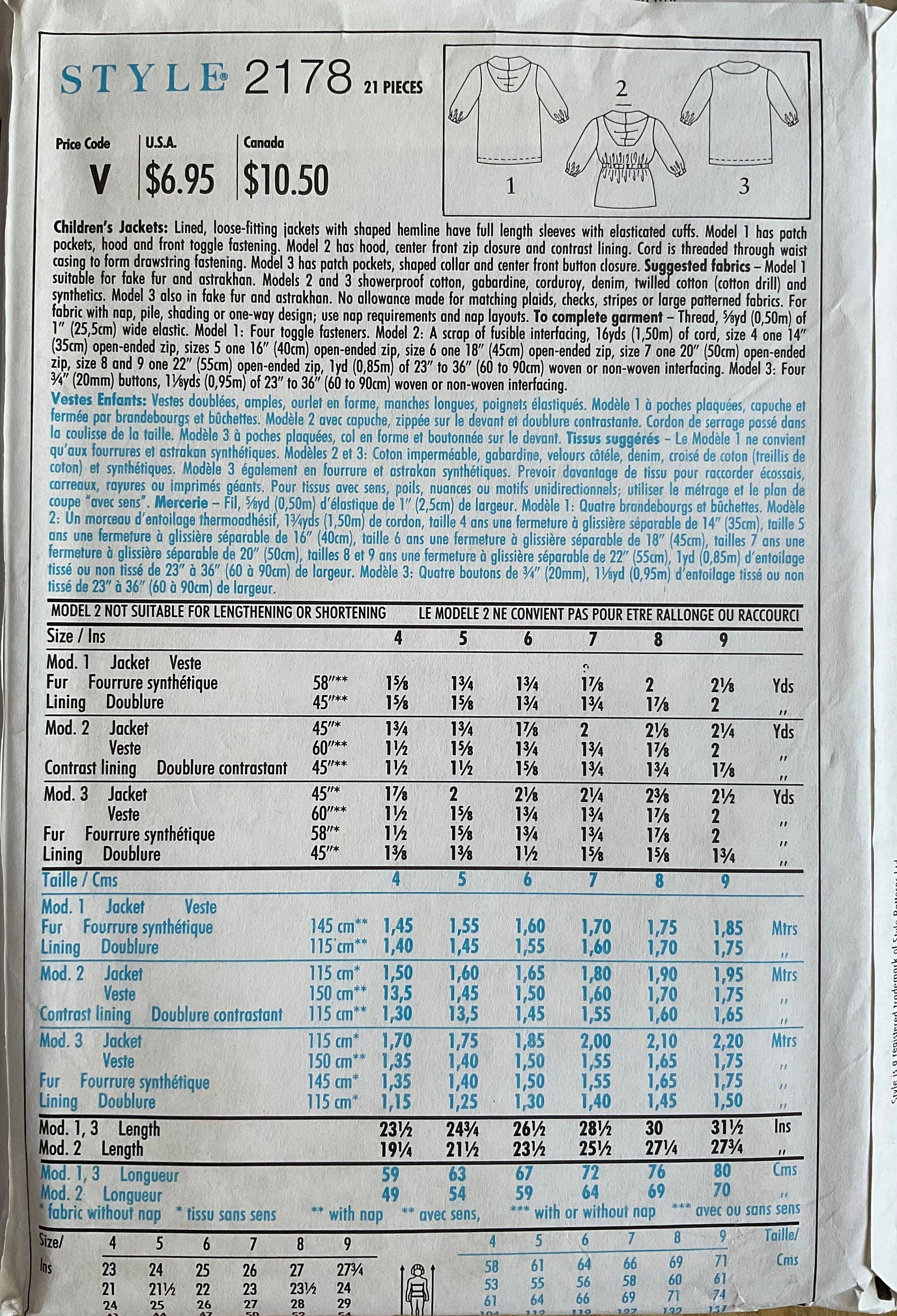 Style 2178 Sewing Pattern (Vintage) UNCUT