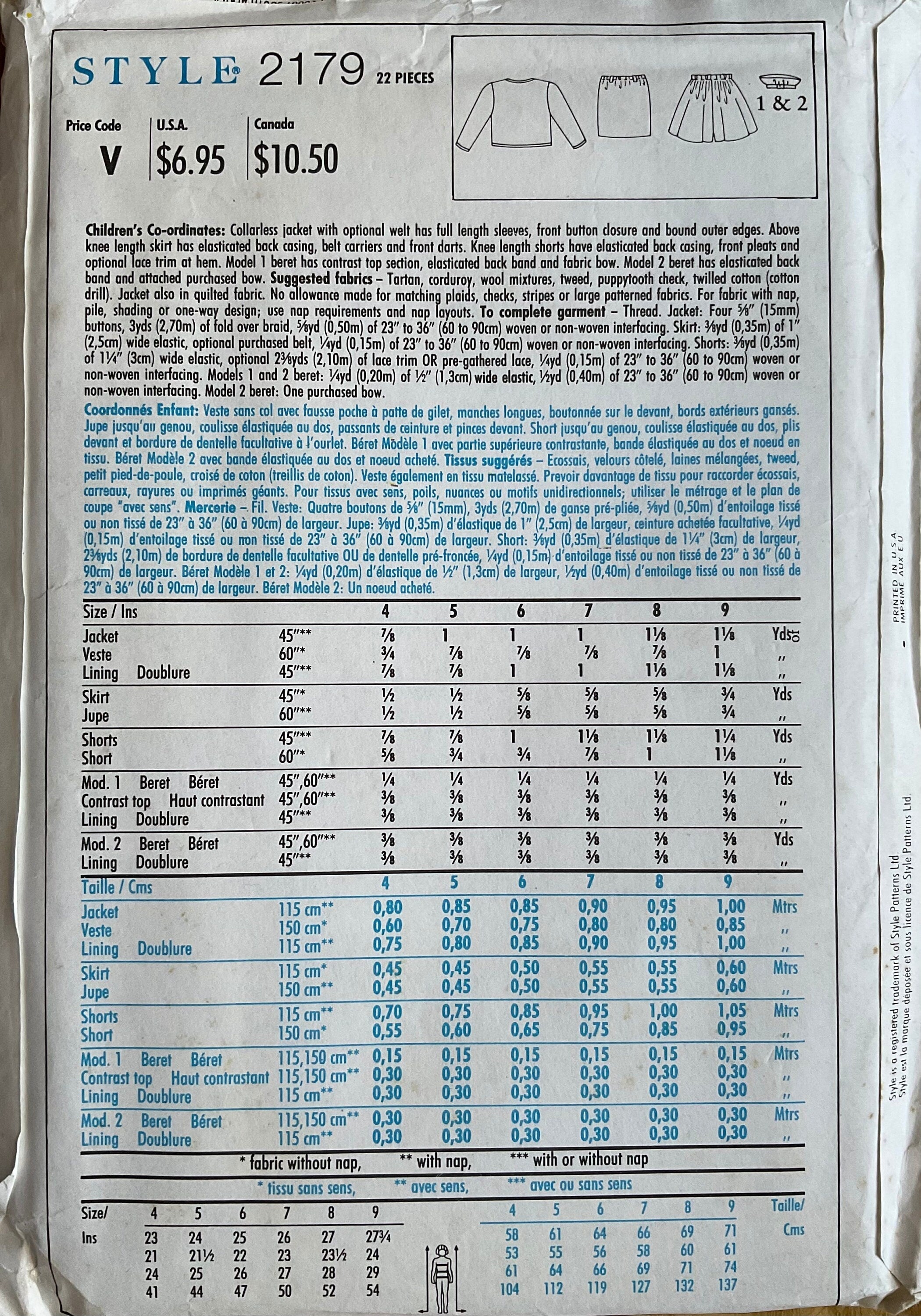 Style 2179 Sewing Pattern (Vintage) UNCUT