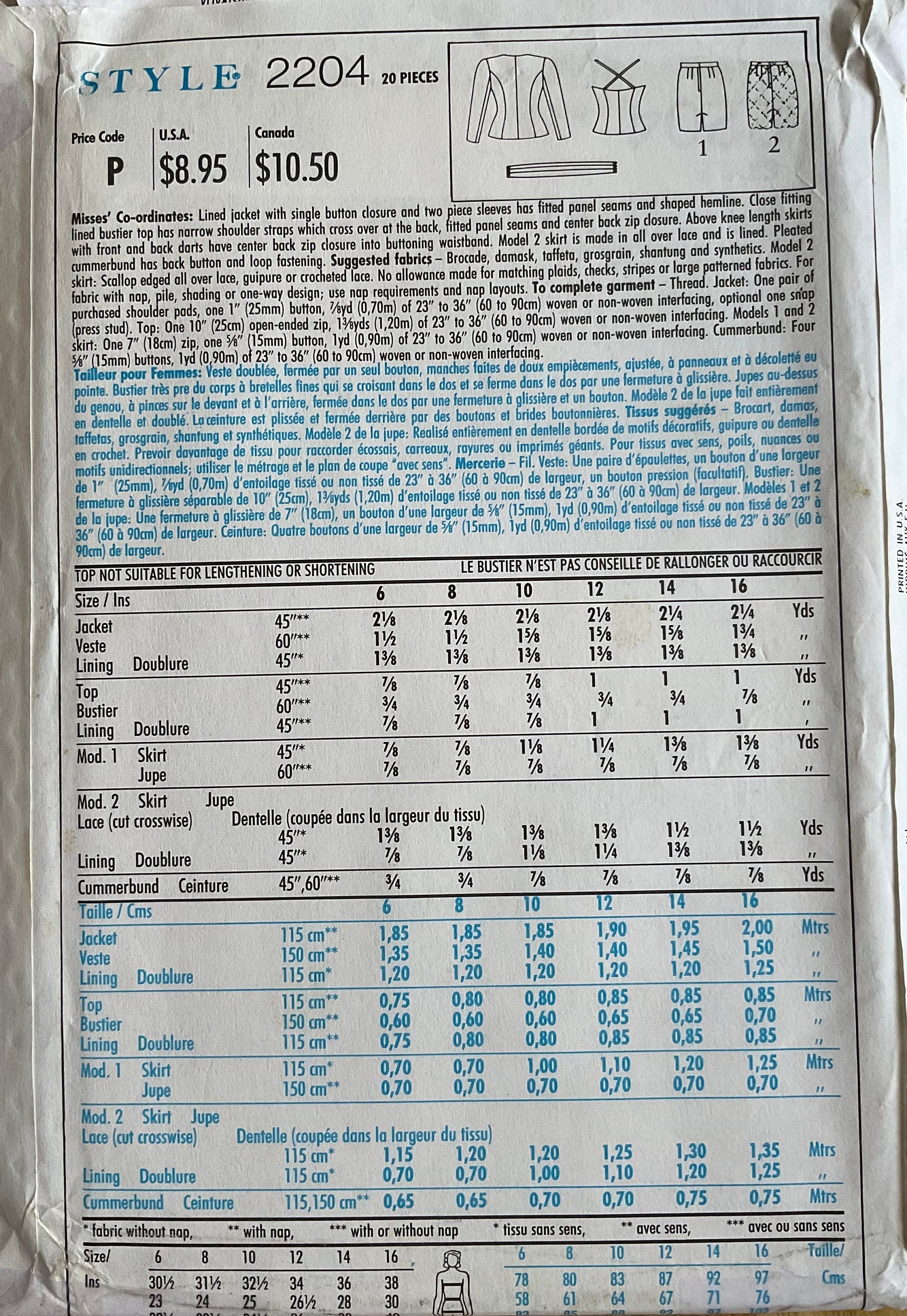 Style 2204 Sewing Pattern (Vintage) UNCUT