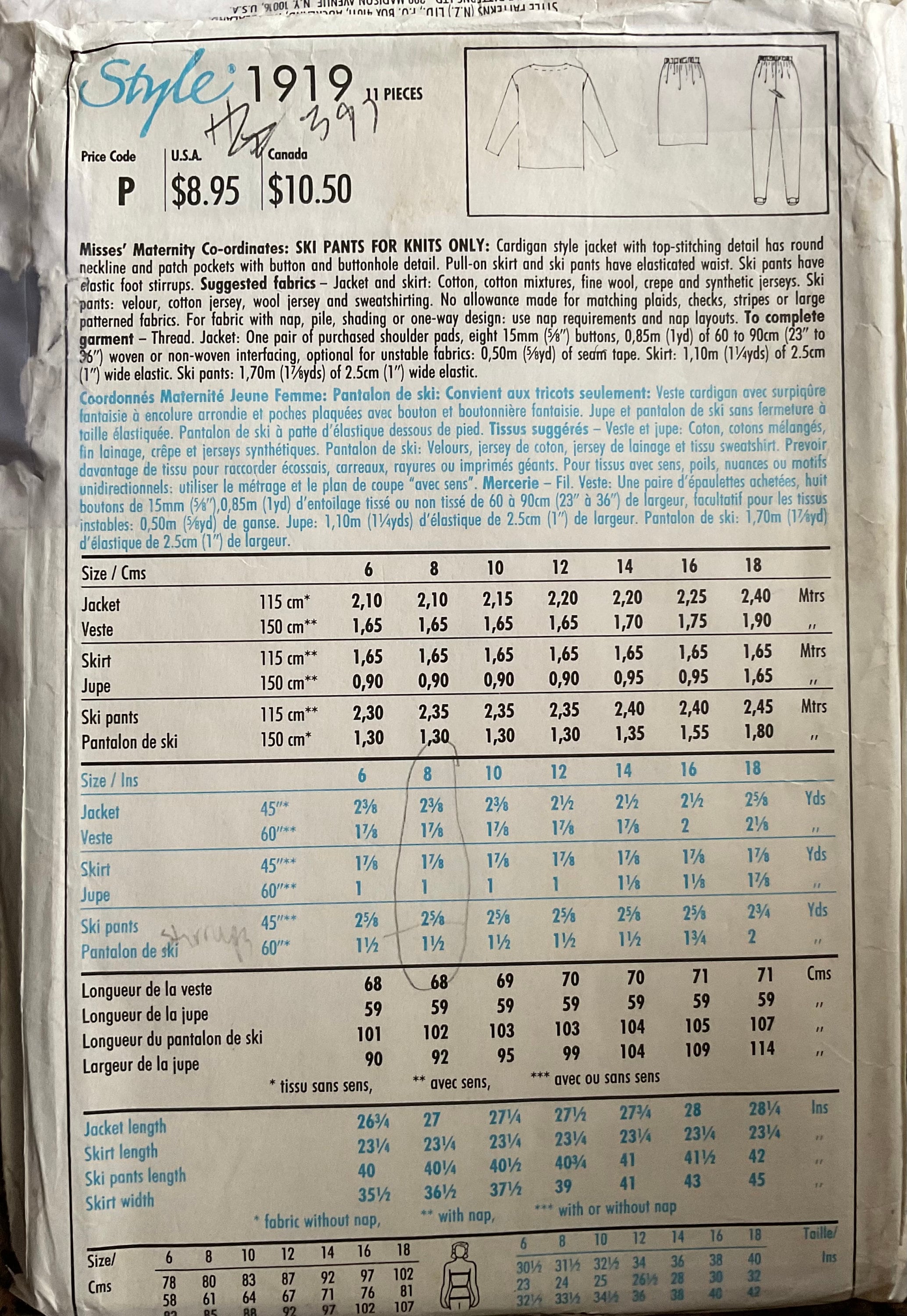 Style 1919 Sewing Pattern (Vintage) CUT