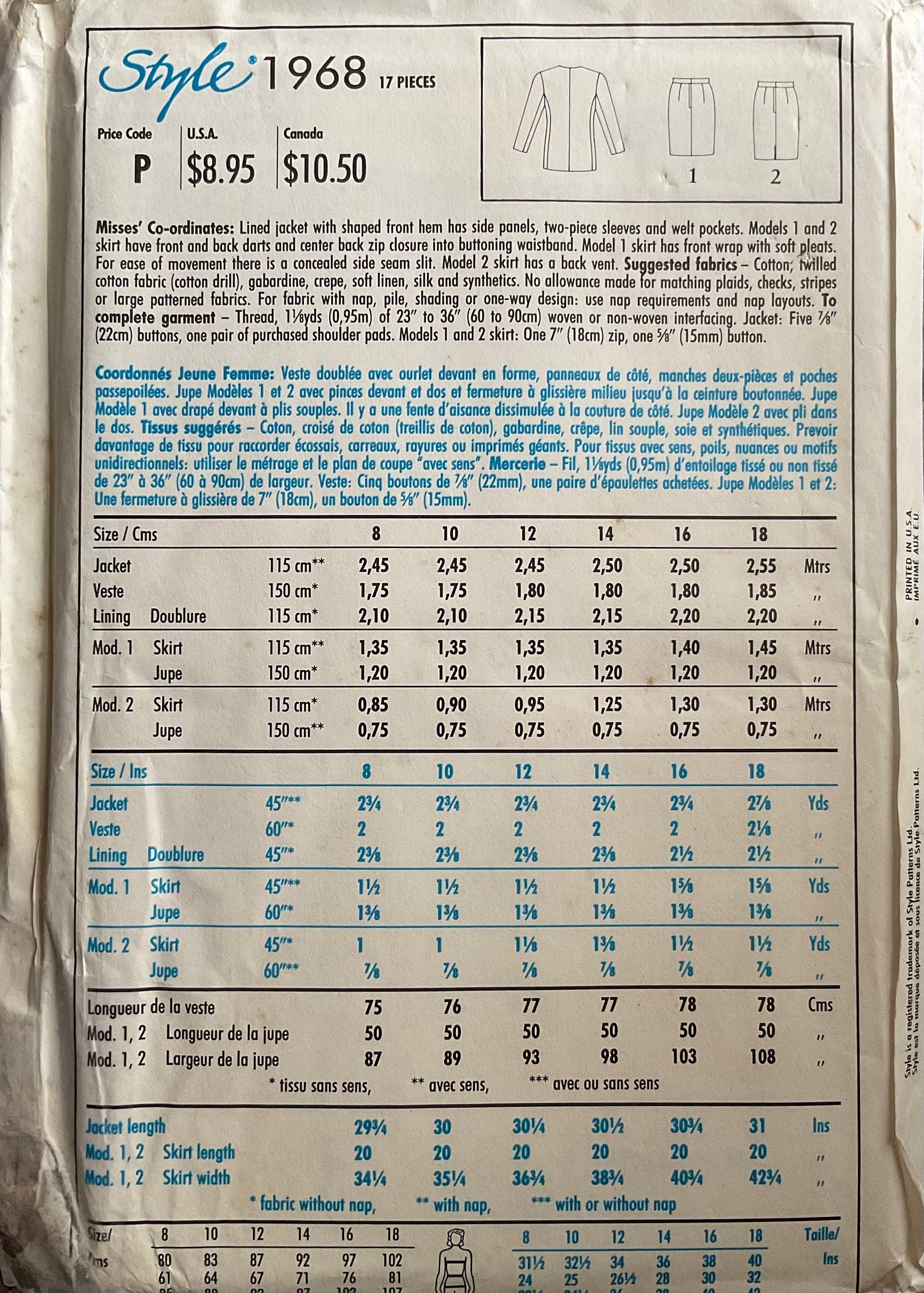 Style 1968 Sewing Pattern (Vintage) UNCUT