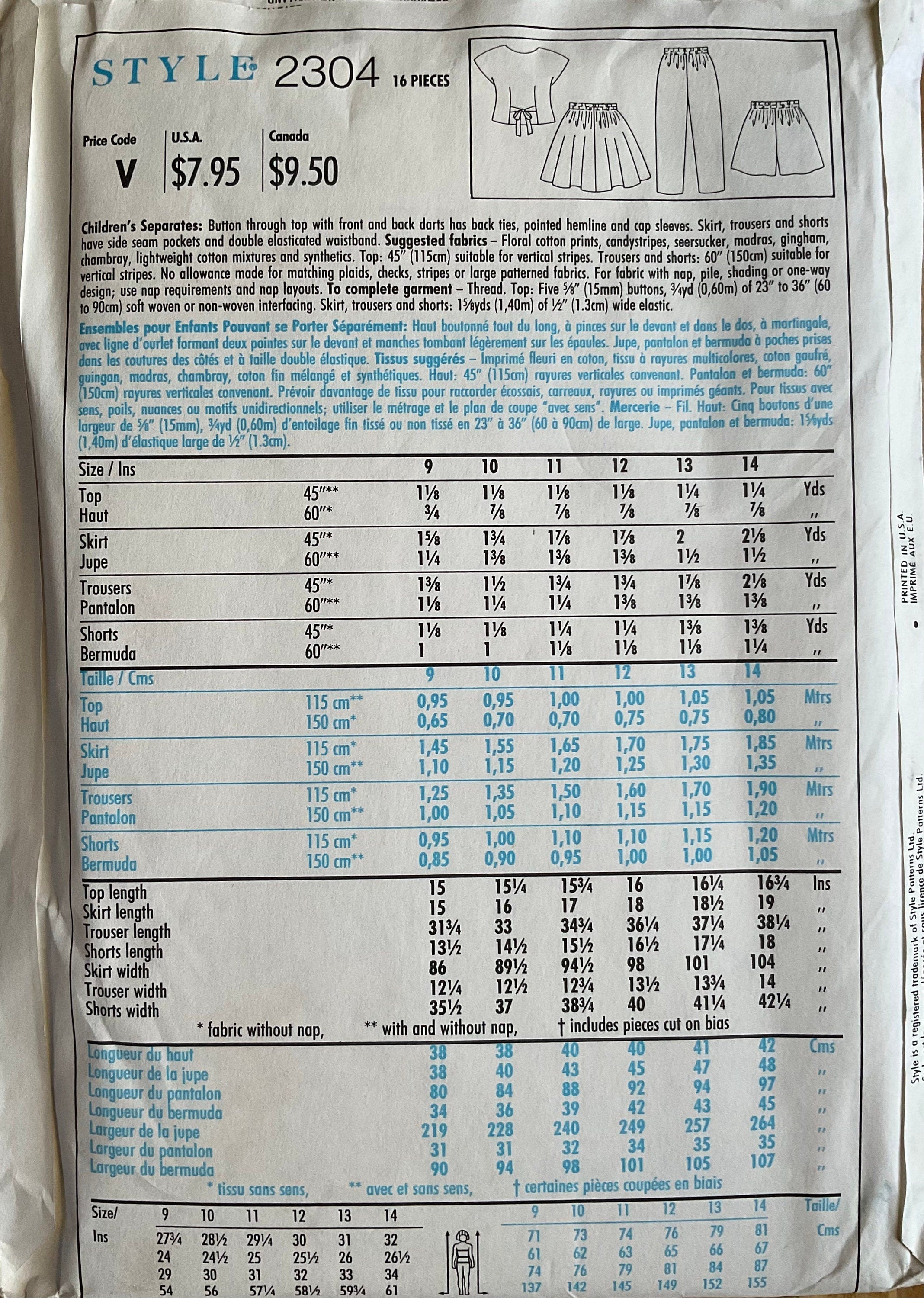 Style 2304 Sewing Pattern (Vintage) UNCUT