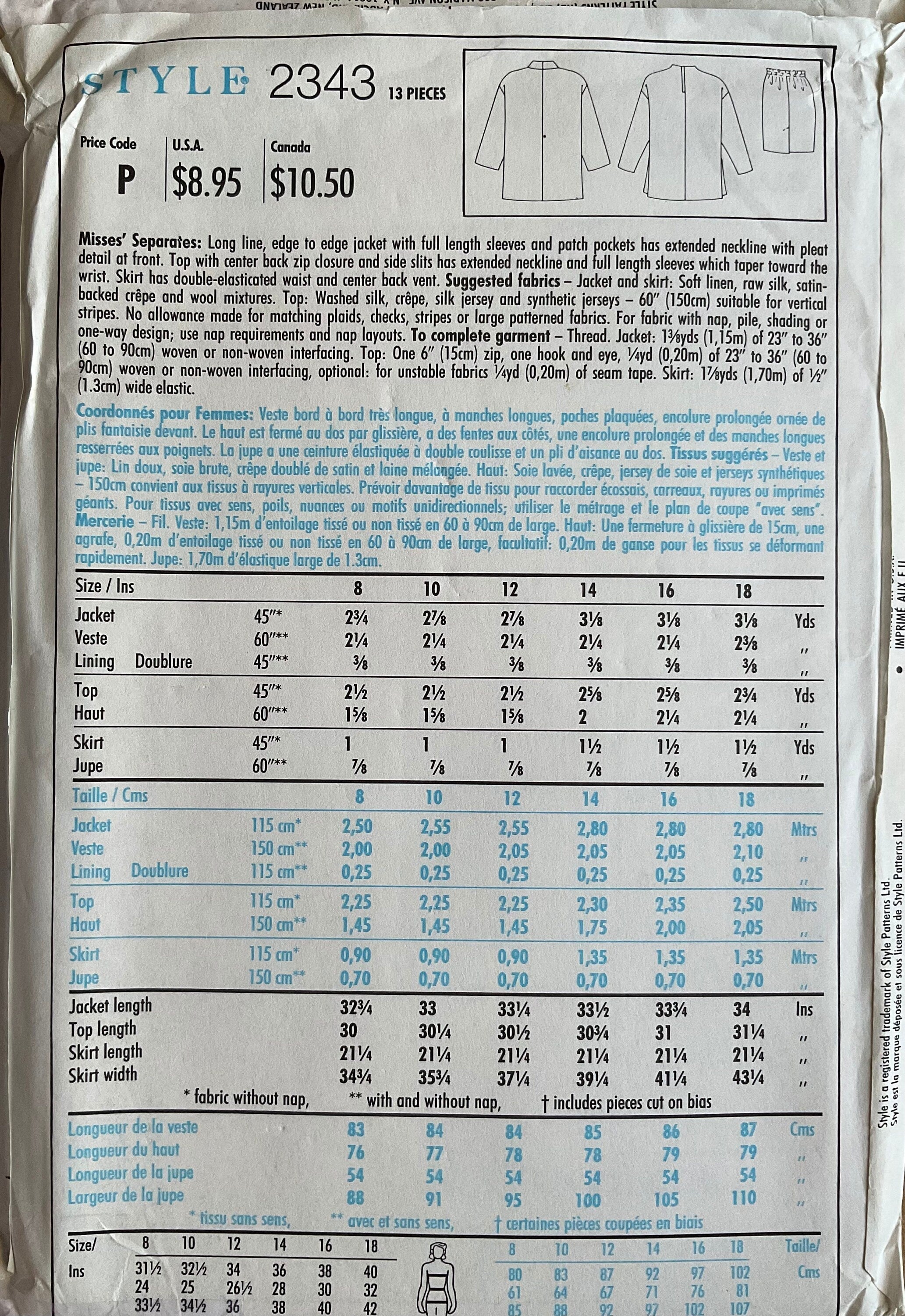Style 2343 Sewing Pattern (Vintage) UNCUT