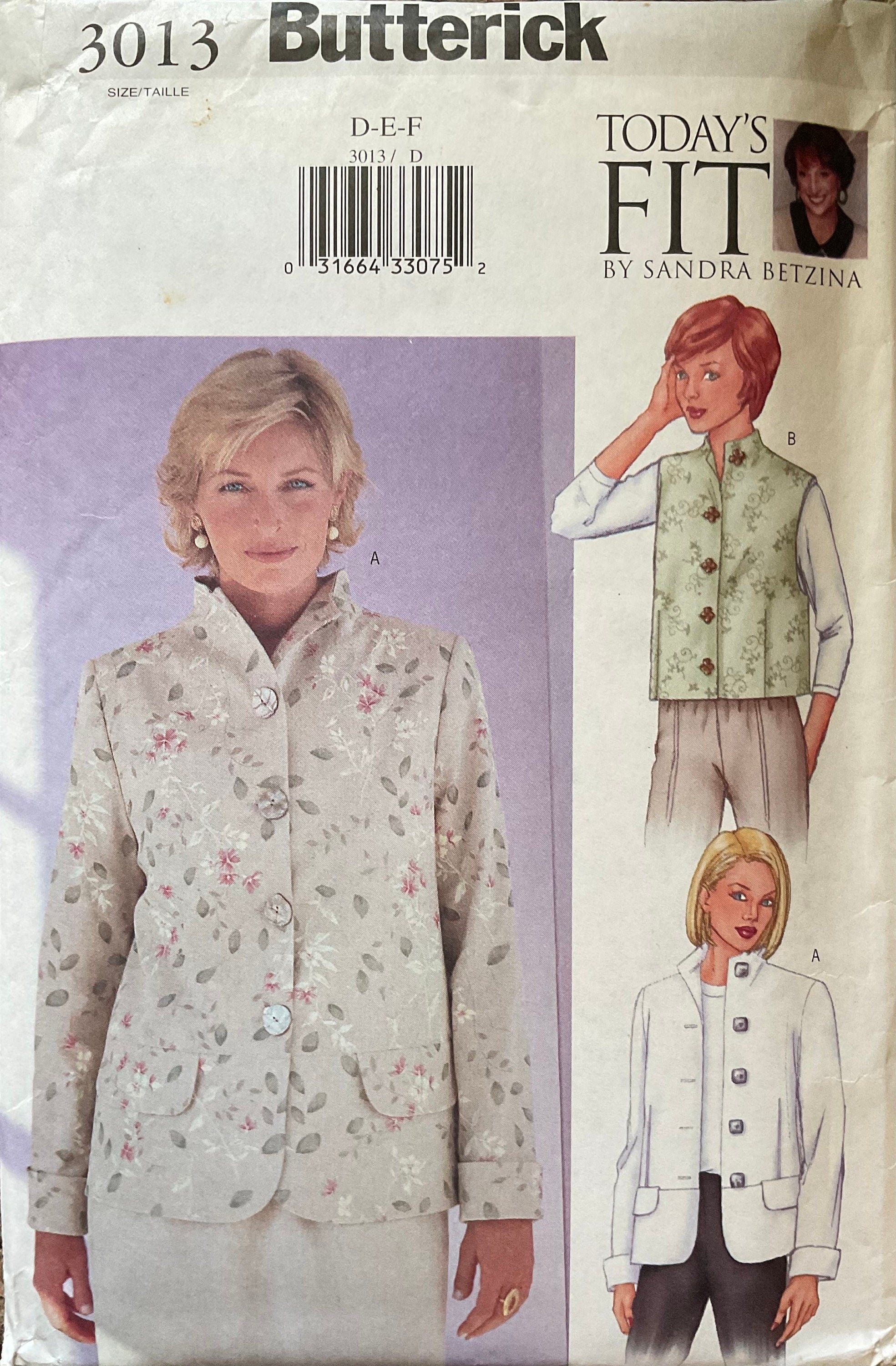 Butterick 3013 Sewing Pattern (Vintage) UNCUT