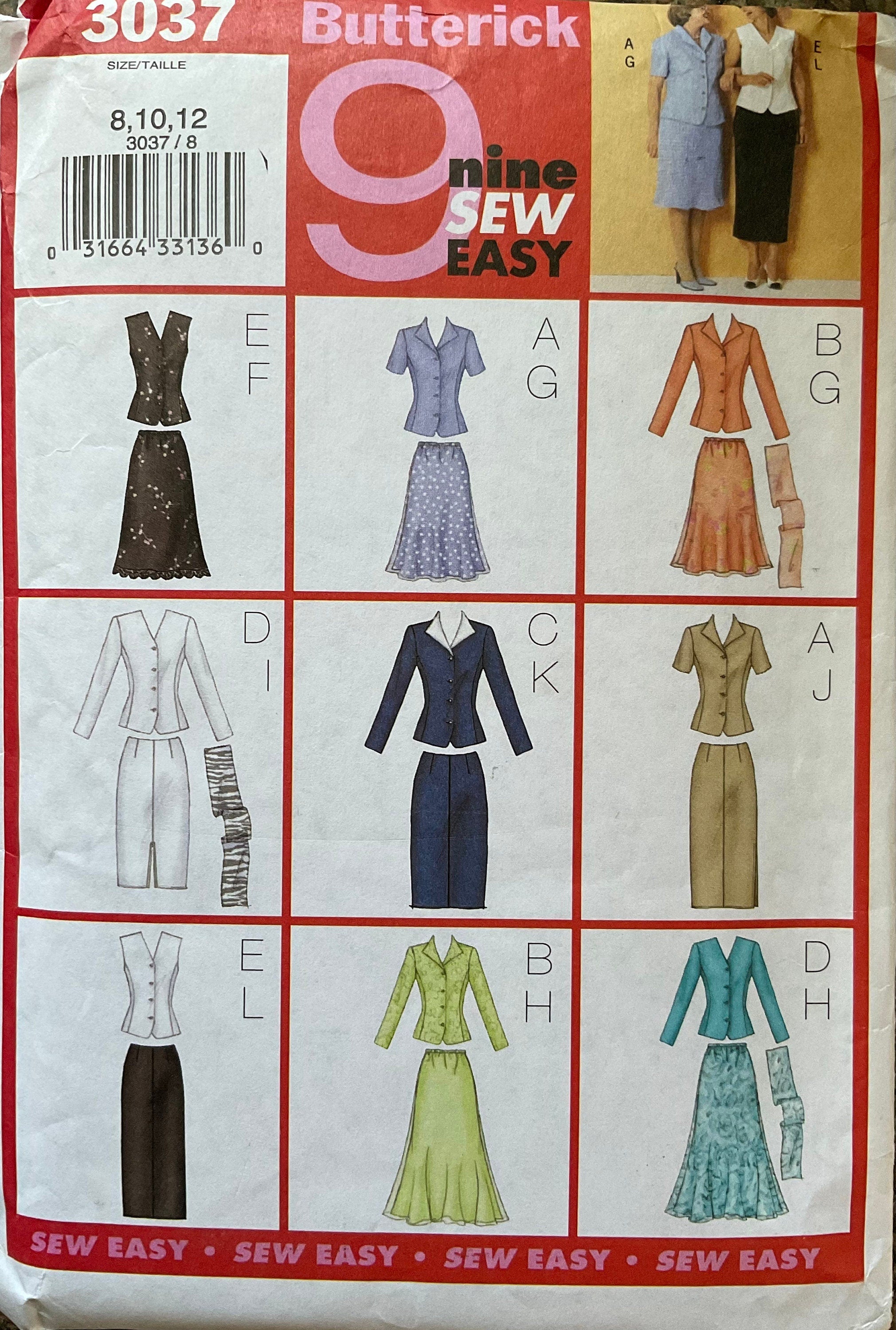 Butterick 3037 Sewing Pattern (Vintage) UNCUT