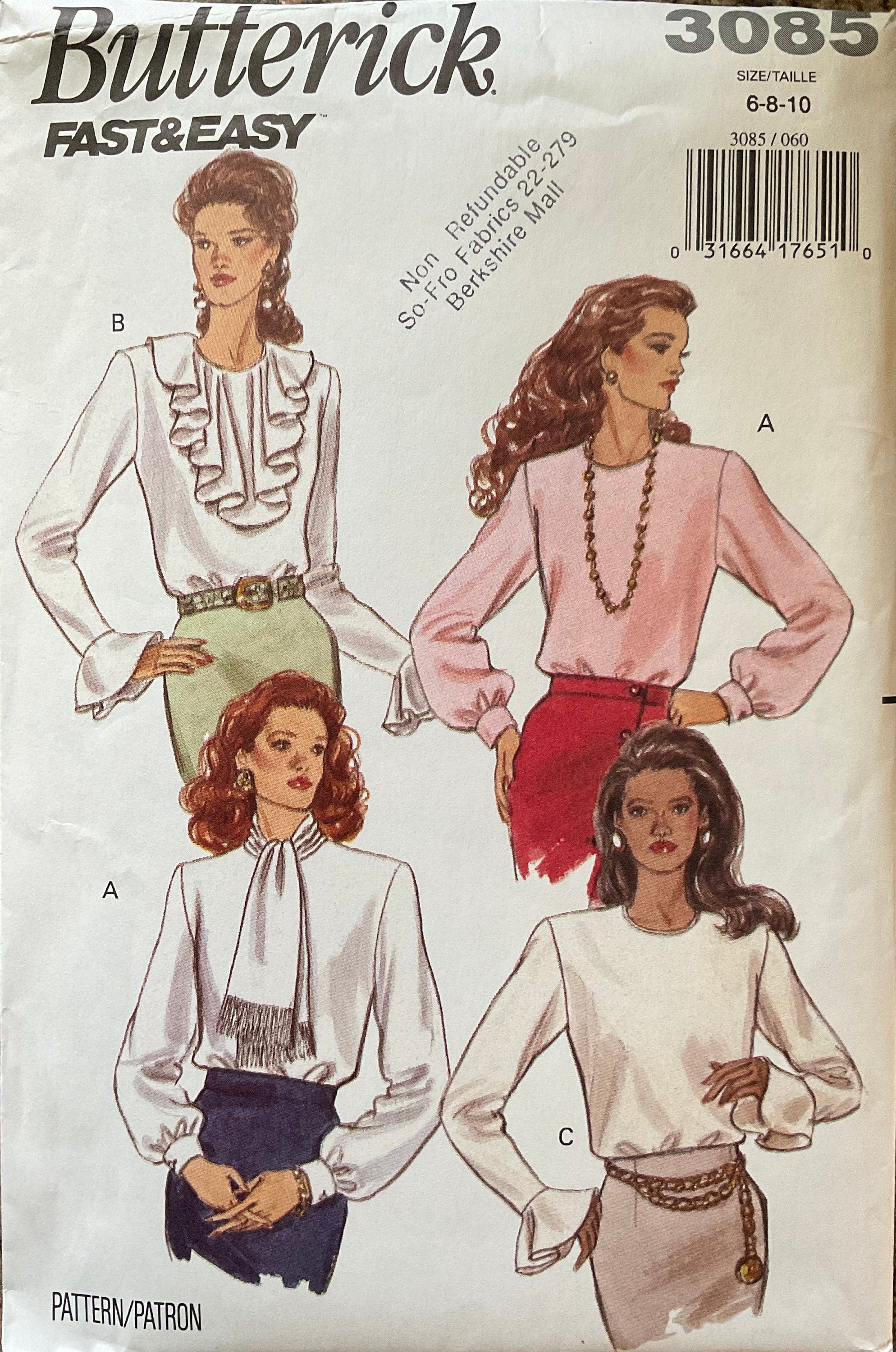 Butterick 3085 Sewing Pattern (Vintage) UNCUT