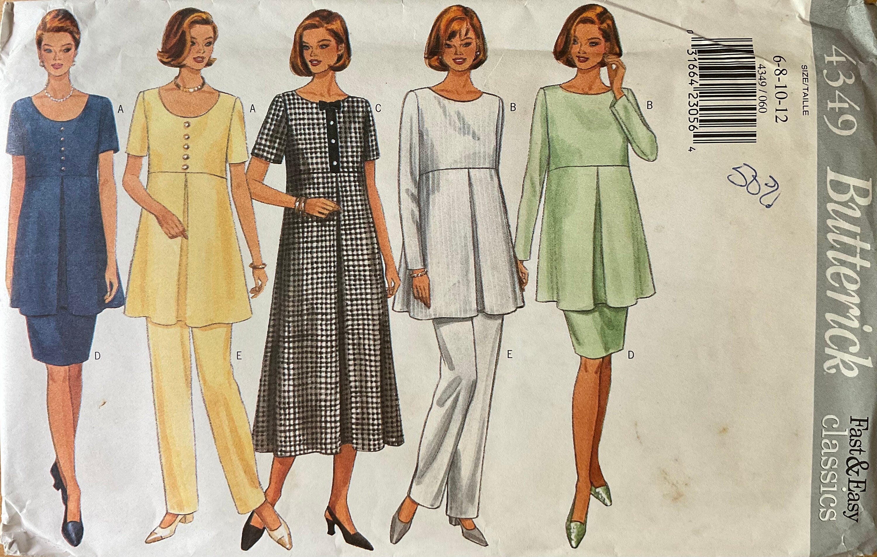 Butterick 4349 Sewing Pattern (Vintage) UNCUT